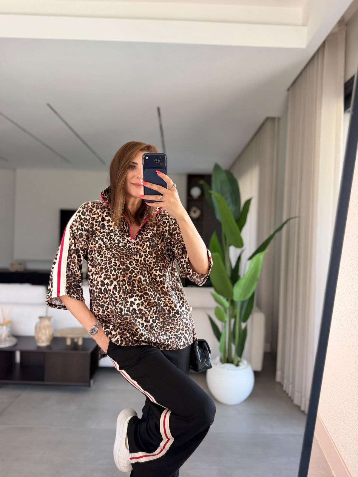 Leopar Desen Şerit Garnili Takım