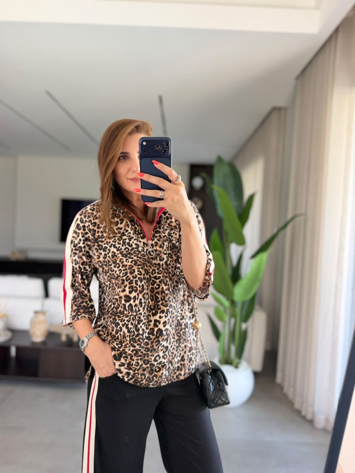 Leopar Desen Şerit Garnili Takım