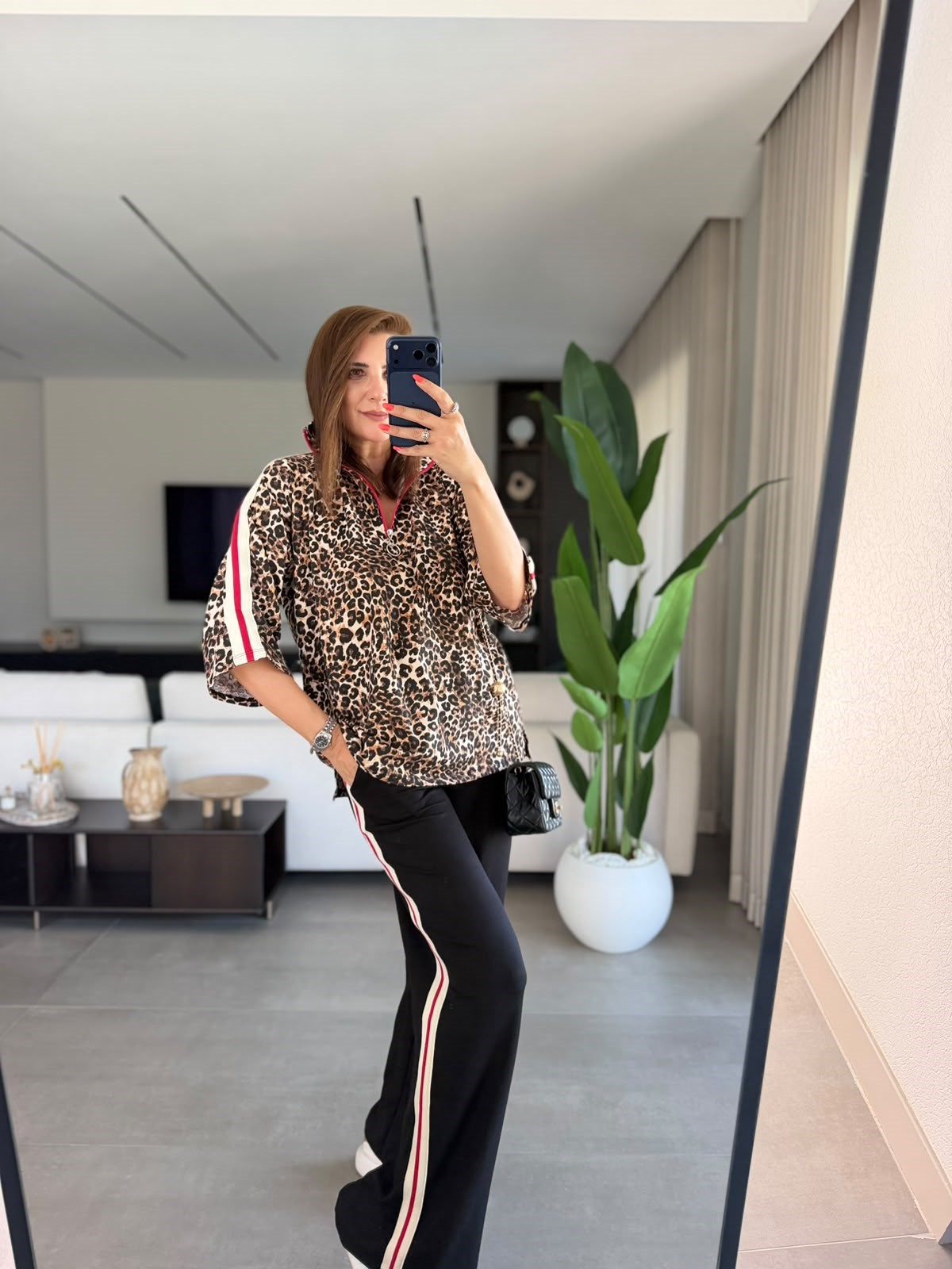 Leopar Desen Şerit Garnili Takım
