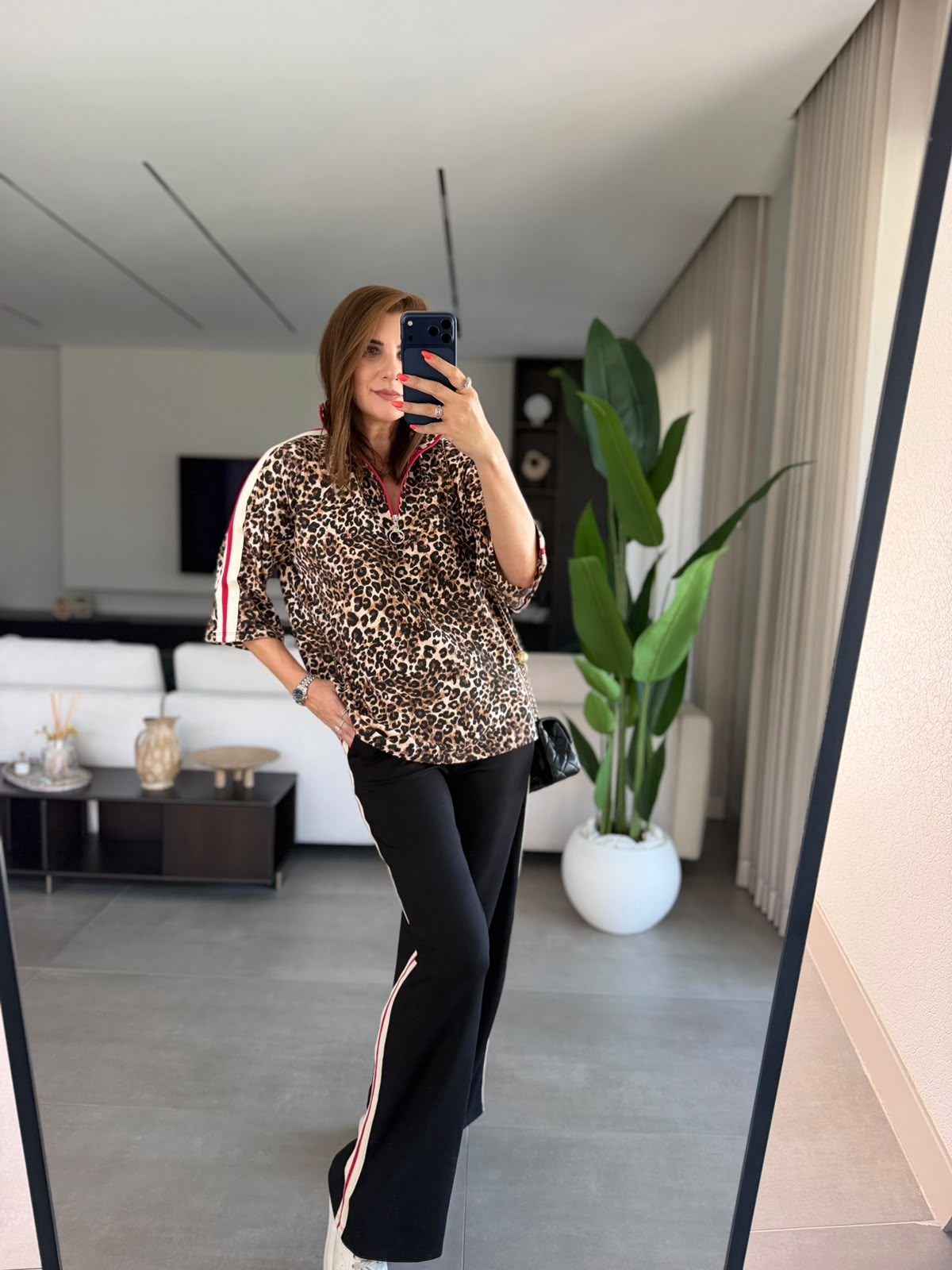Leopar Desen Şerit Garnili Takım