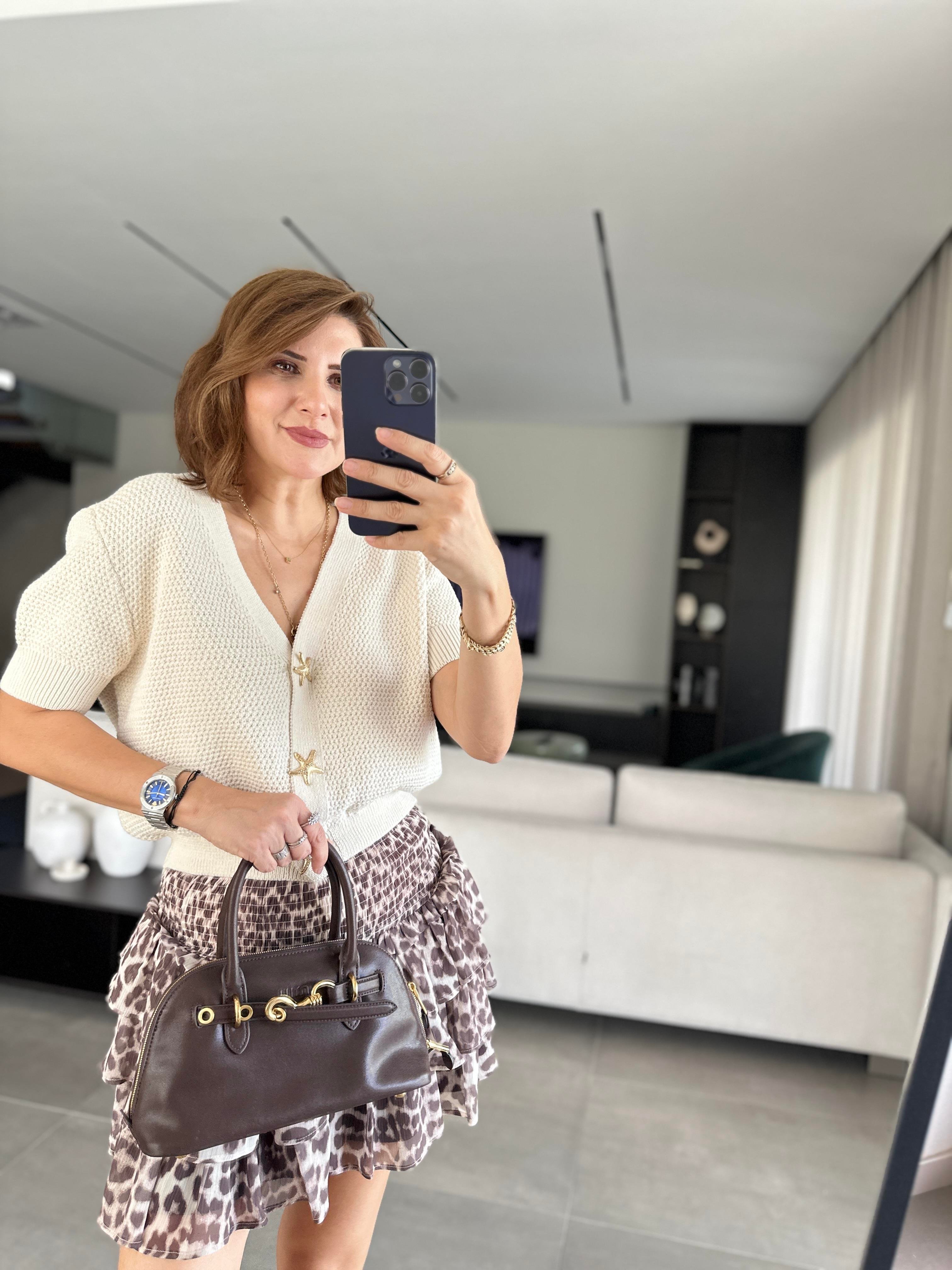 Leopar Desenli Fırfırlı Etek