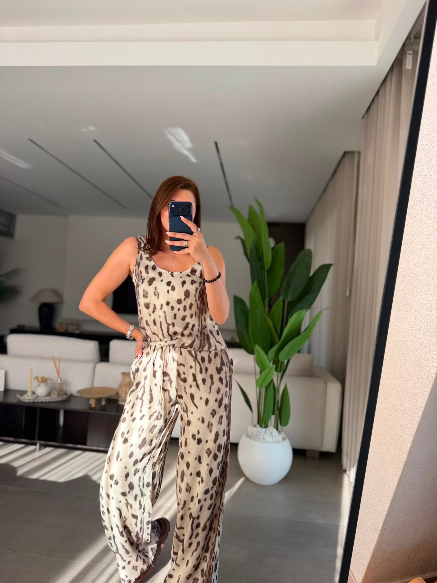 Leopar Desenli Saten Atlet Takım