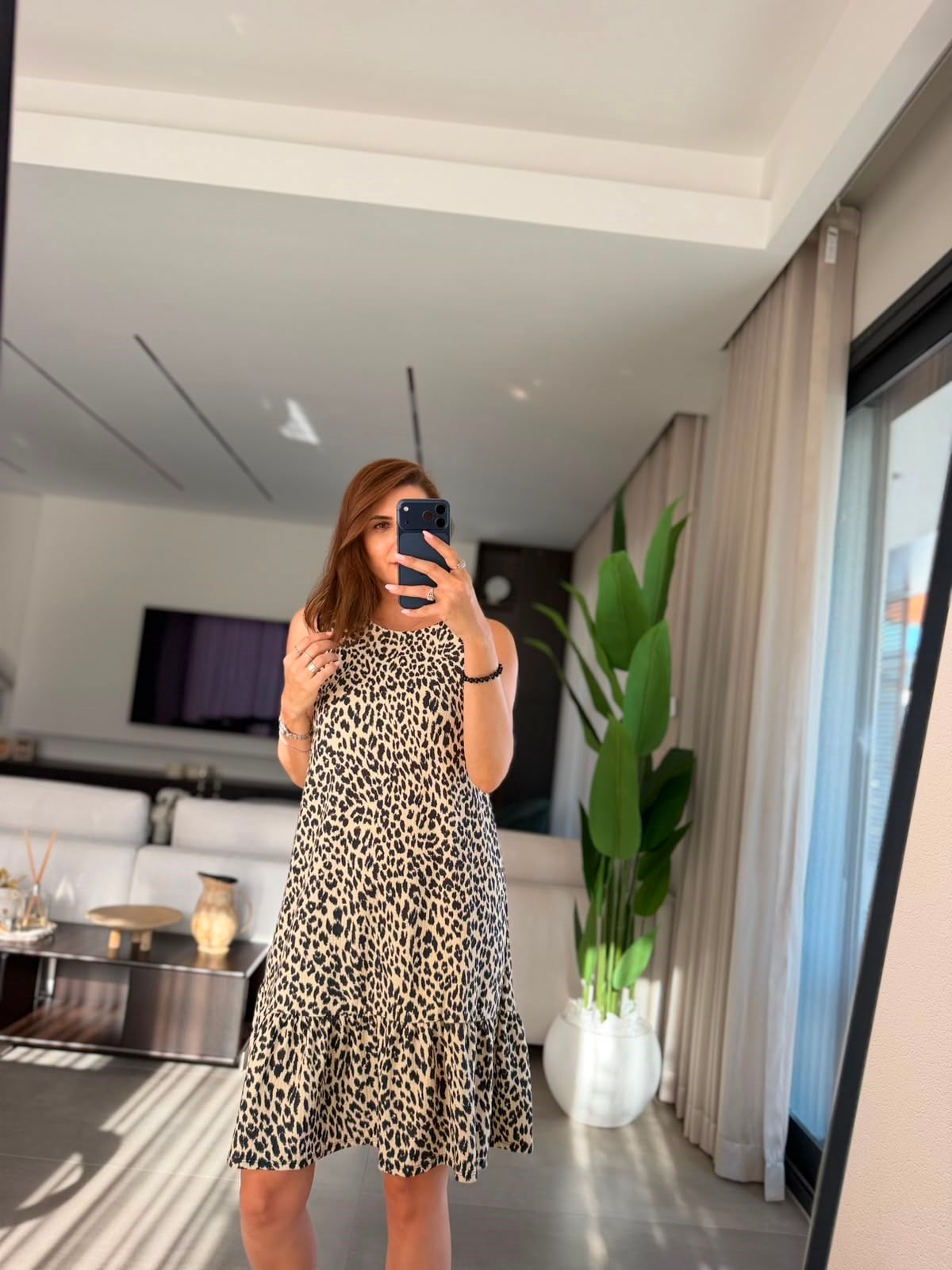 Leopar Fırfırlı Vera Elbise
