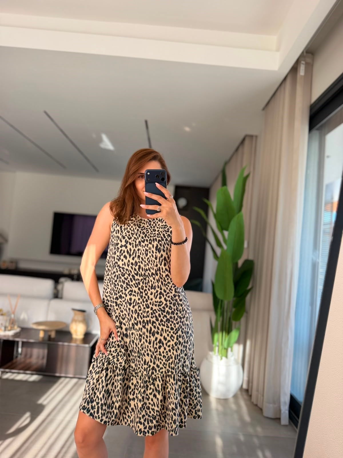 Leopar Fırfırlı Vera Elbise