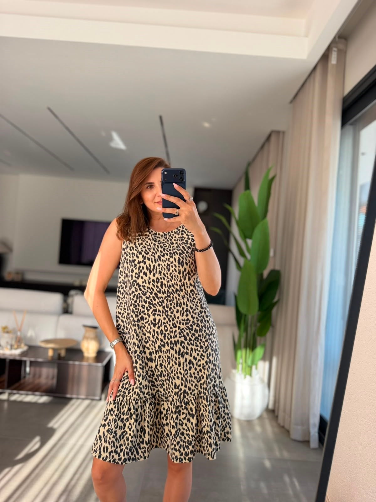 Leopar Fırfırlı Vera Elbise
