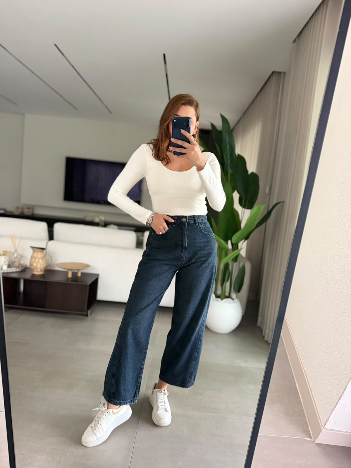 Liya Wide Leg Ön Dikişli Jean
