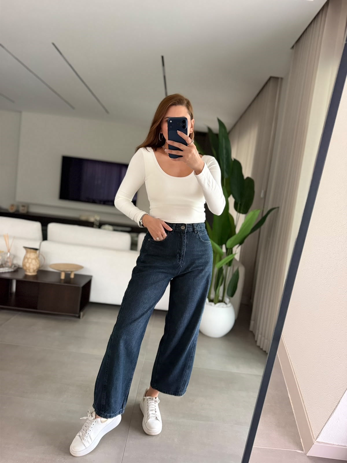 Liya Wide Leg Ön Dikişli Jean