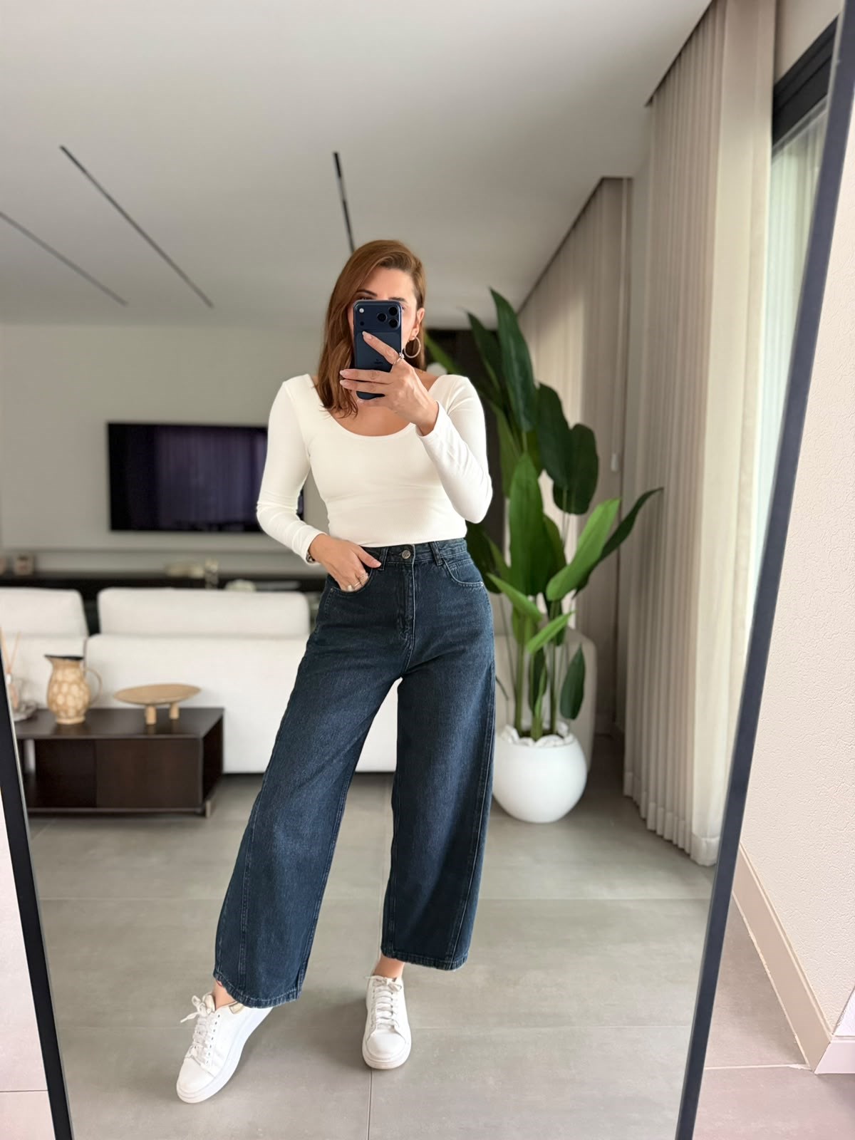 Liya Wide Leg Ön Dikişli Jean