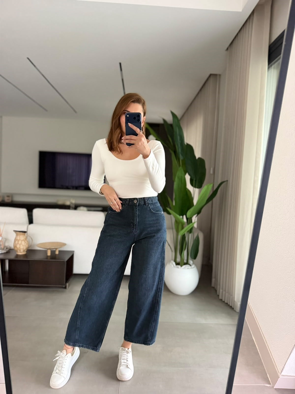 Liya Wide Leg Ön Dikişli Jean