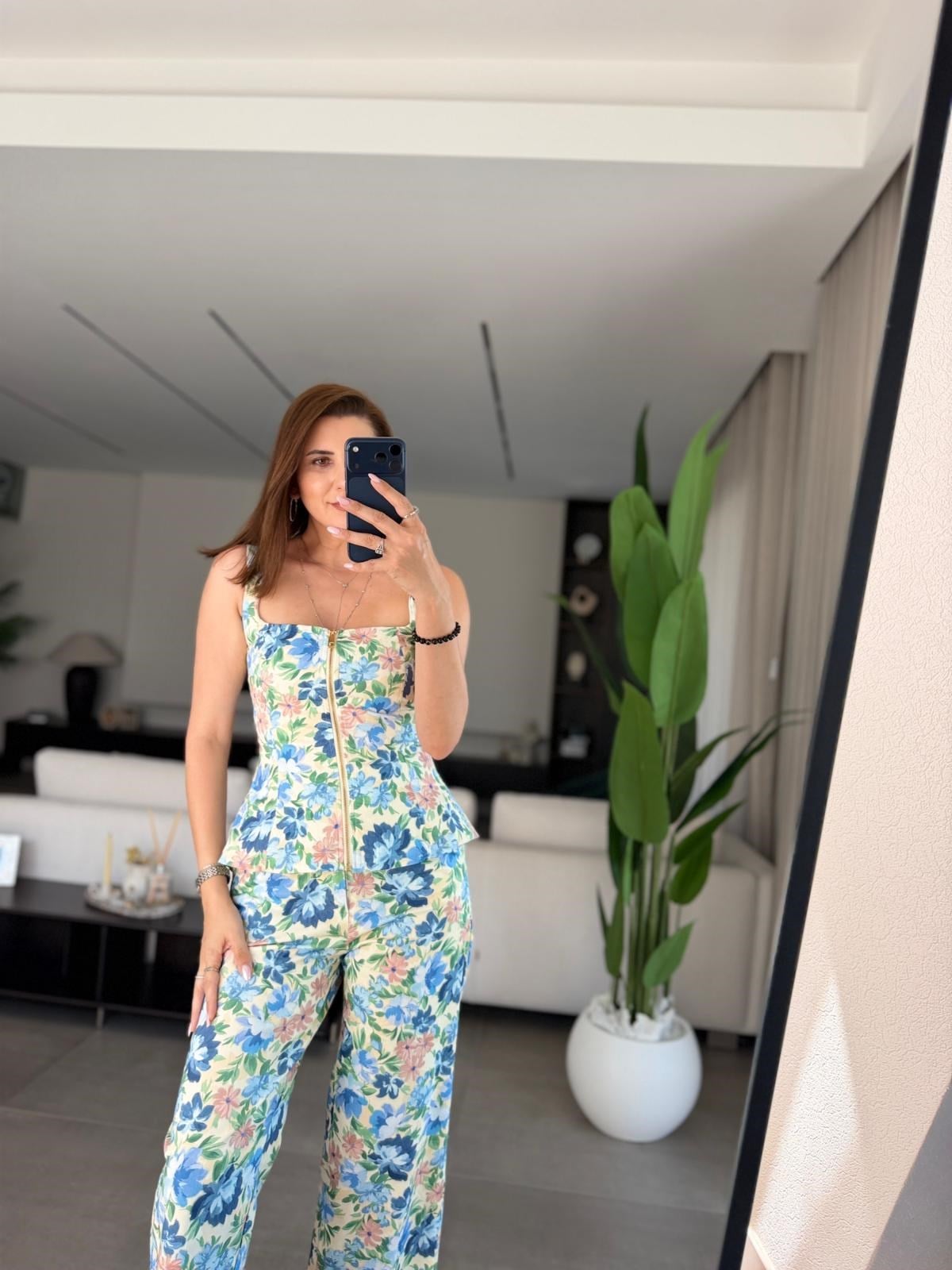 Luna Çiçek Desenli Takım