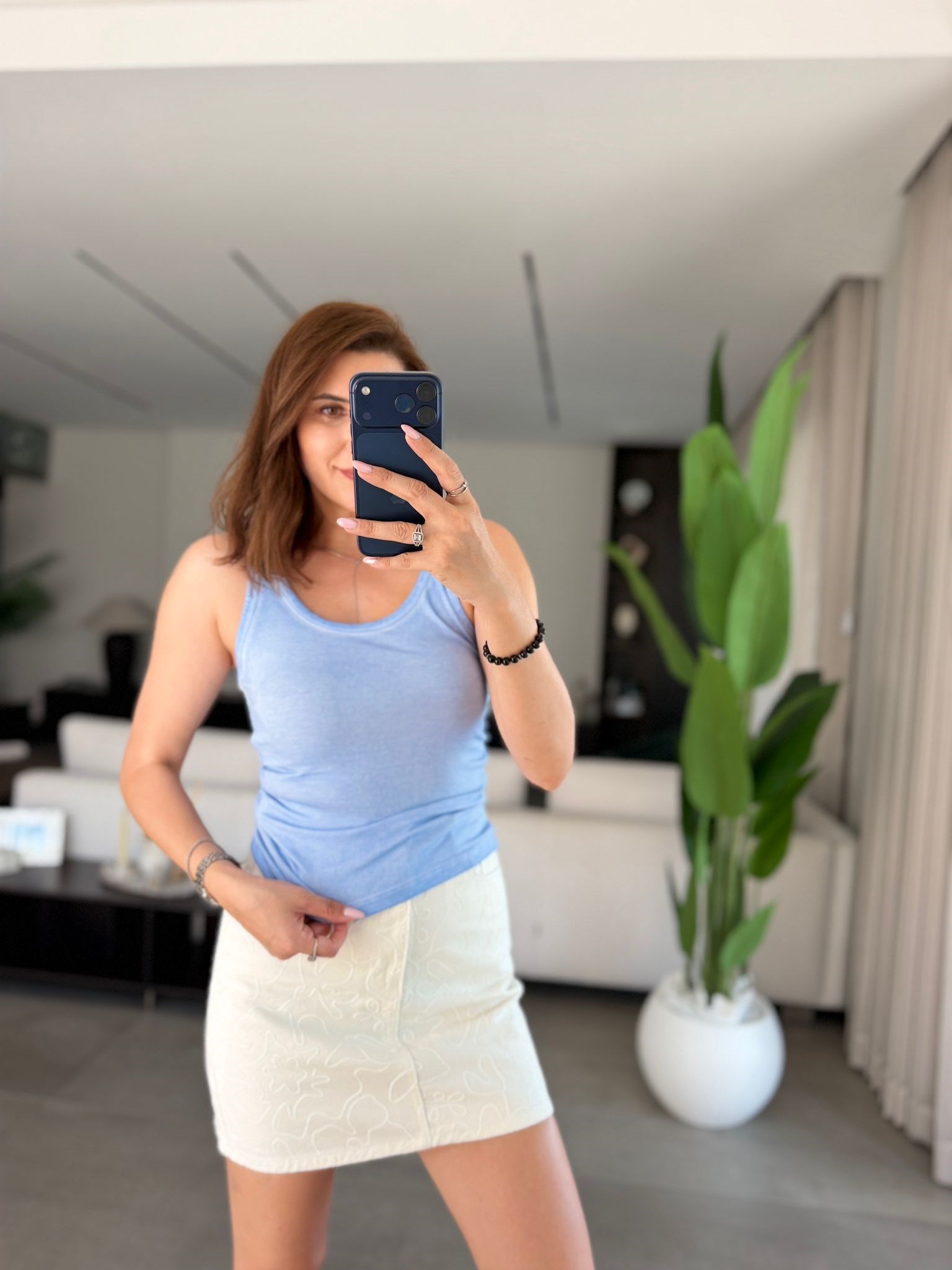 Mavi Askılı Batik Atlet