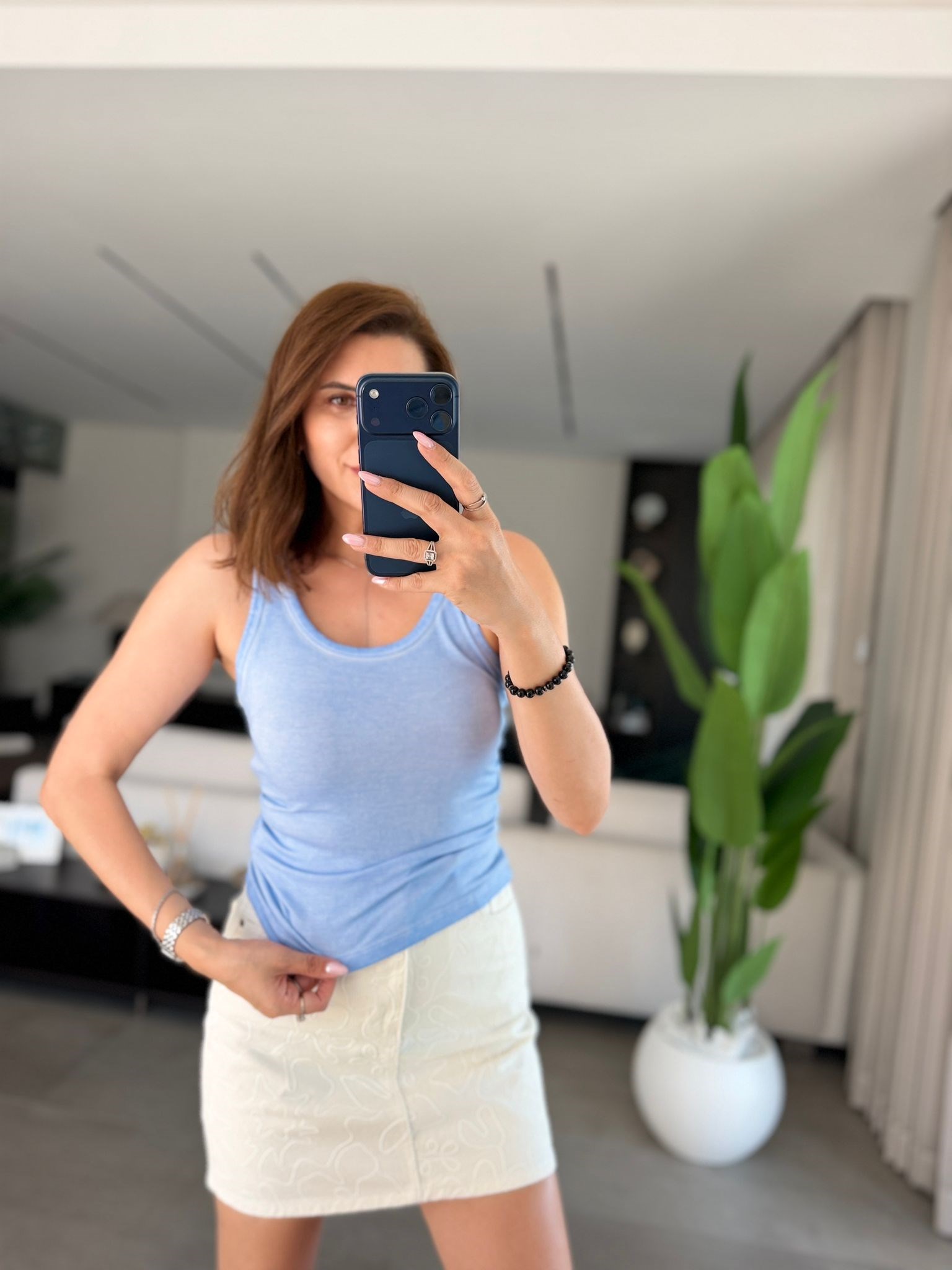 Mavi Askılı Batik Atlet