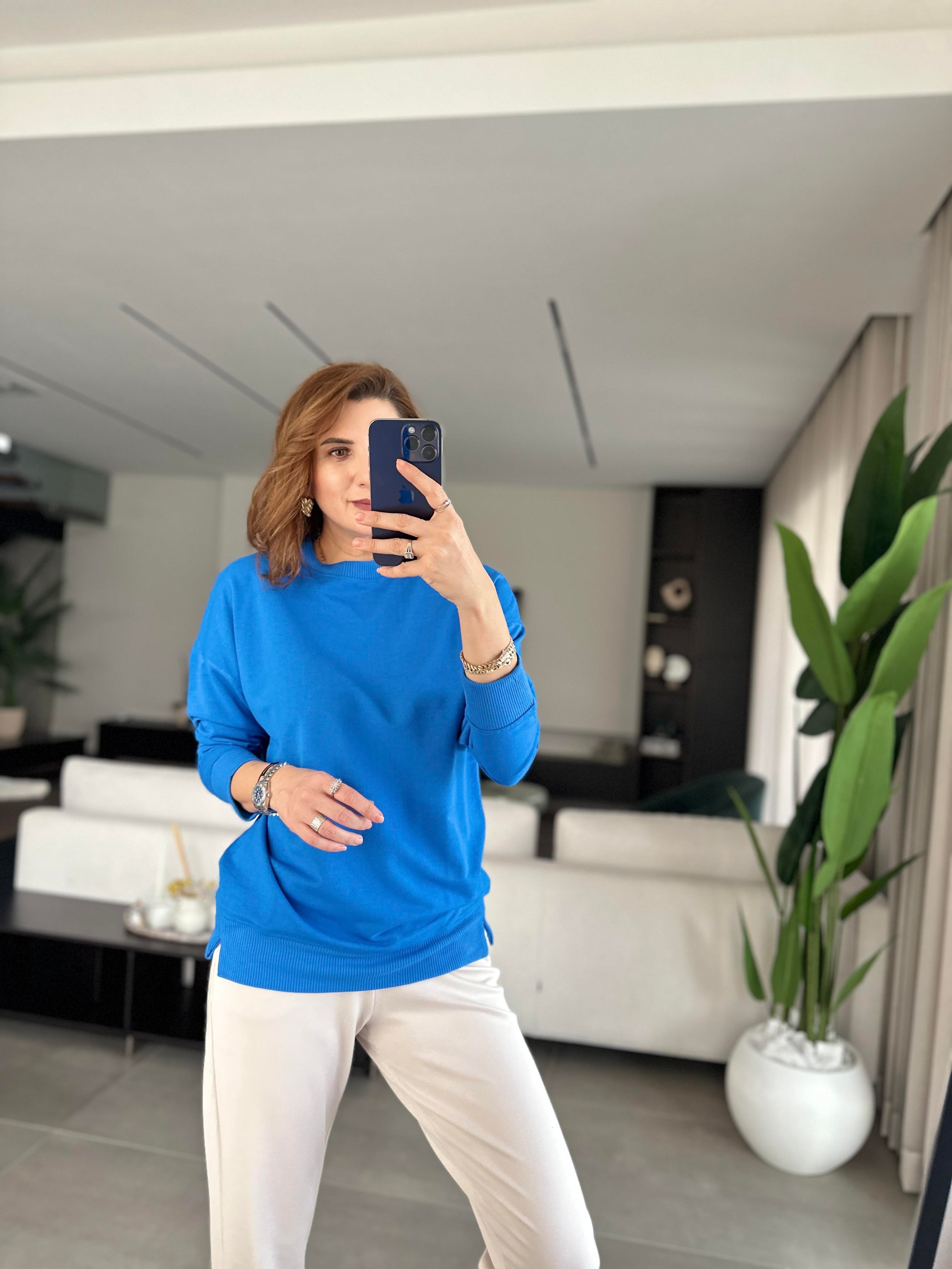 Mavi Basic Bisiklet Yaka Sweat