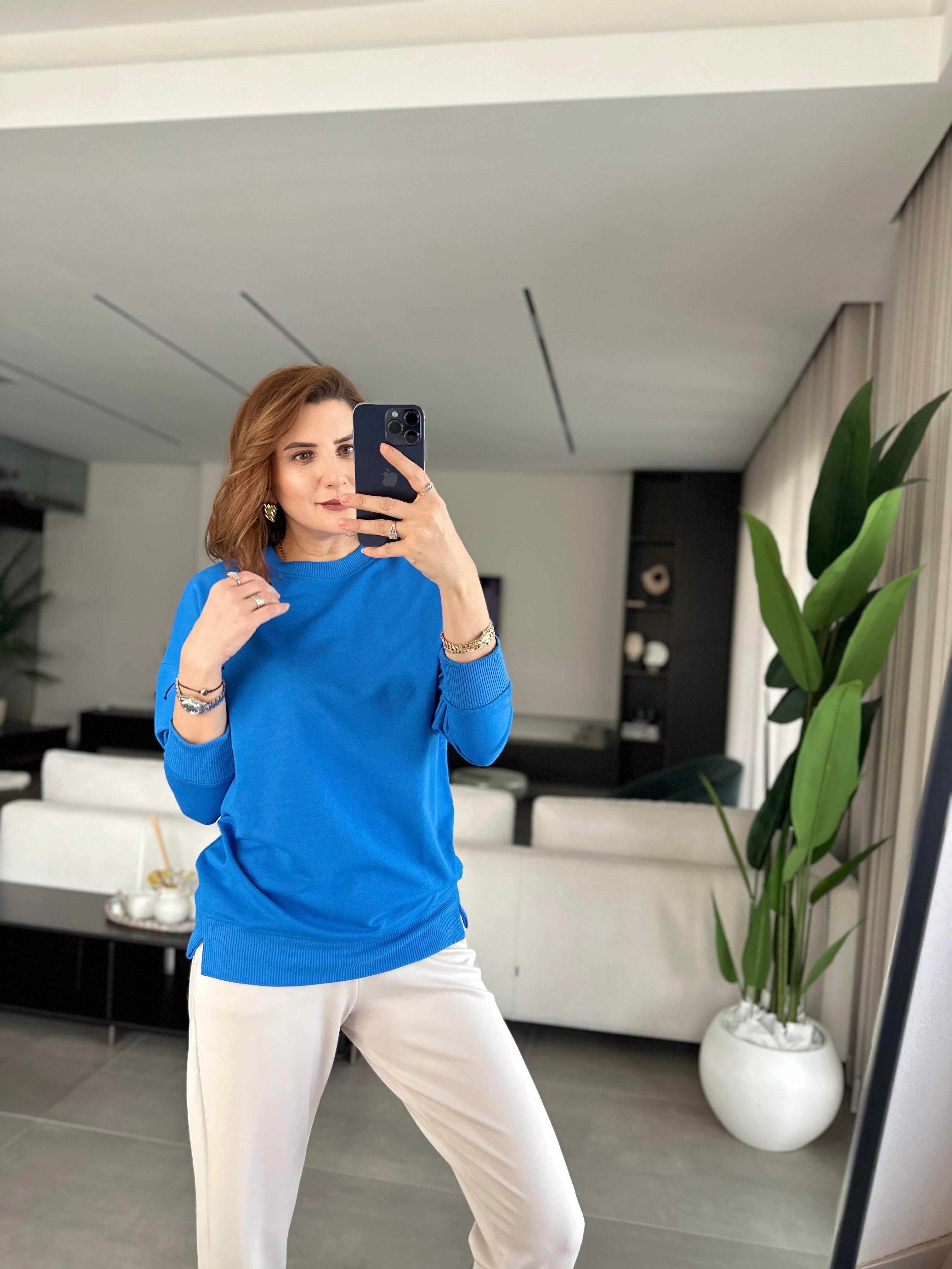 Mavi Basic Bisiklet Yaka Sweat