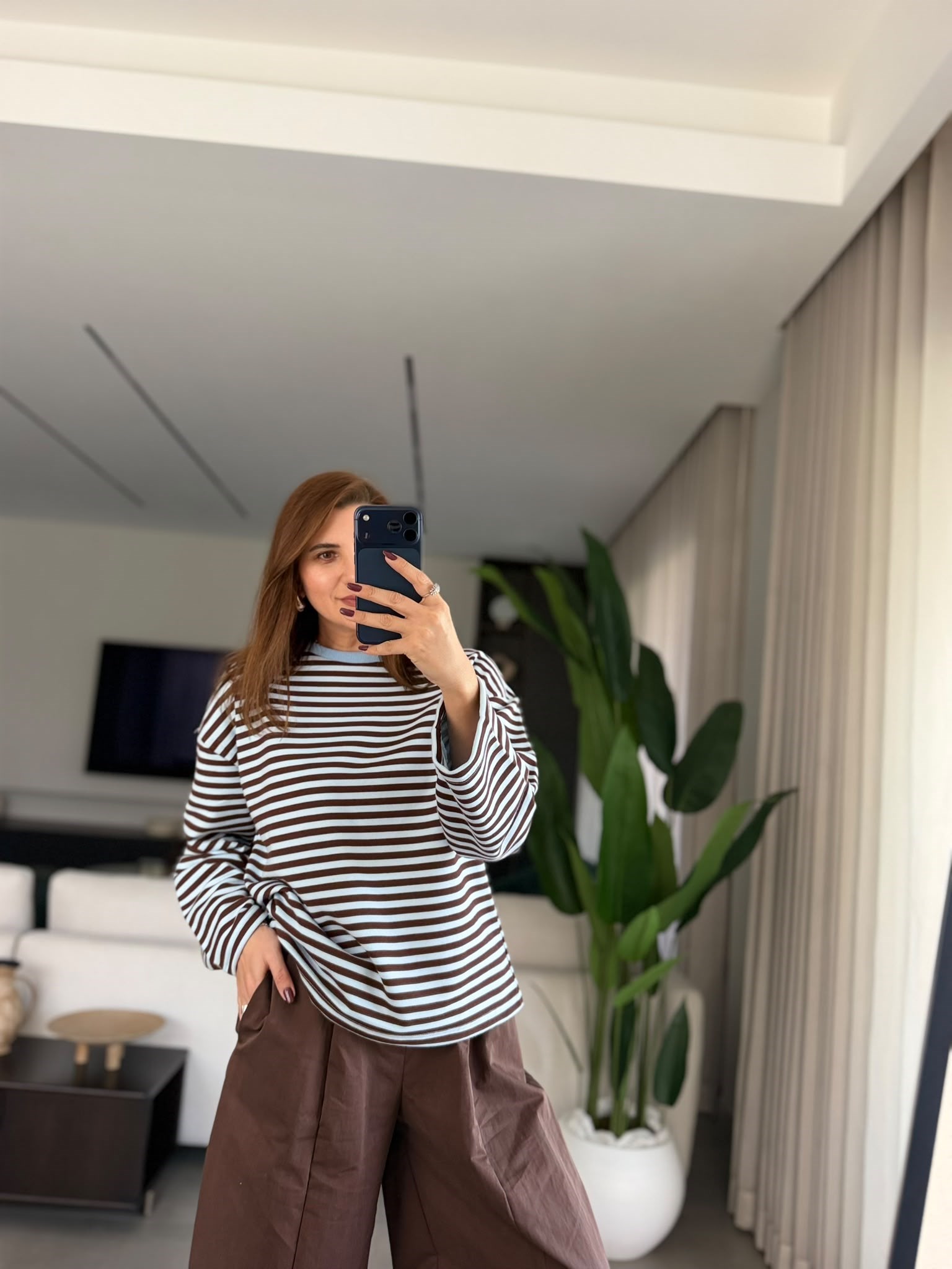 Mavi Liza Çizgili Sweatshırt
