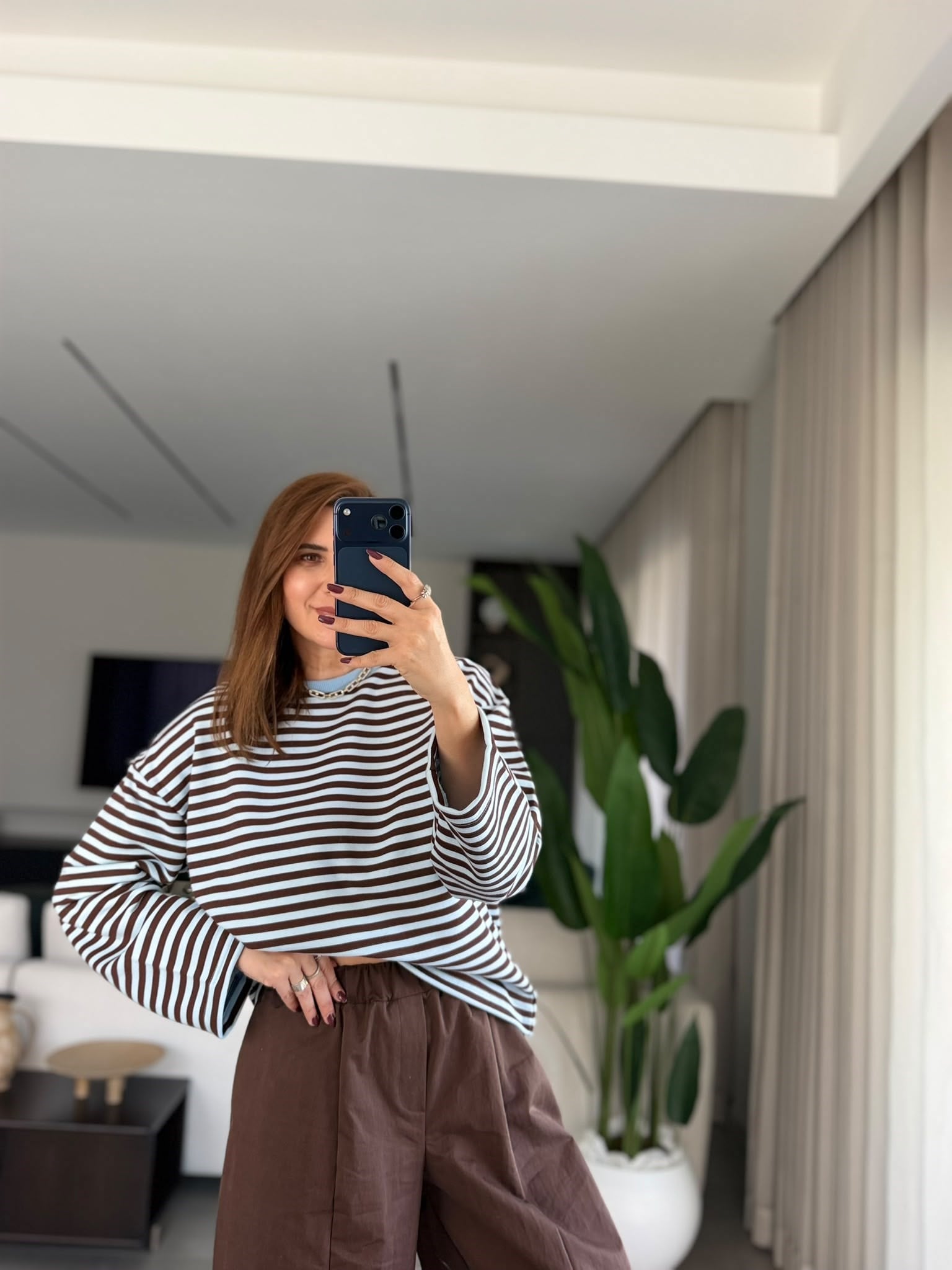 Mavi Liza Çizgili Sweatshırt