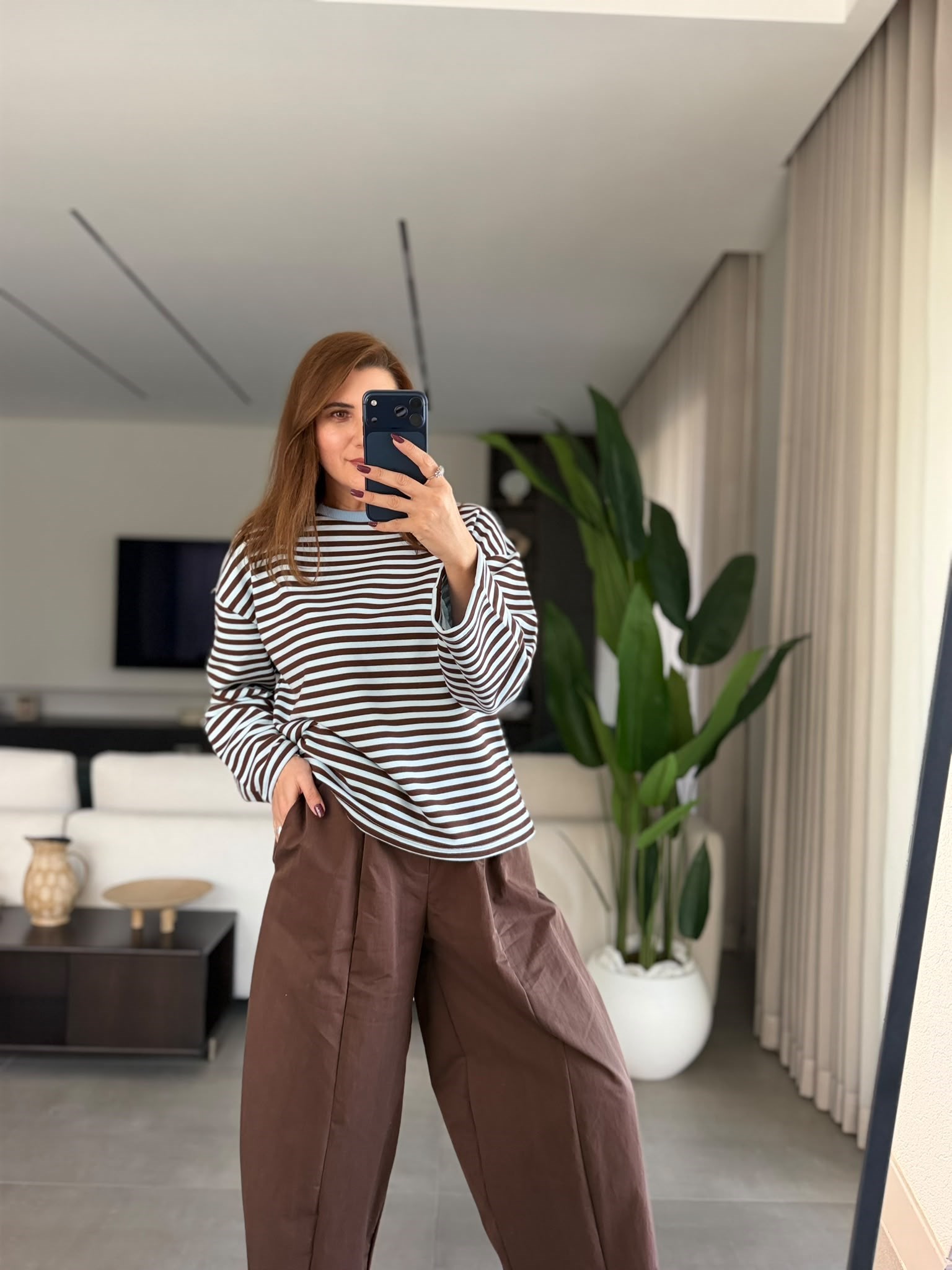 Mavi Liza Çizgili Sweatshırt