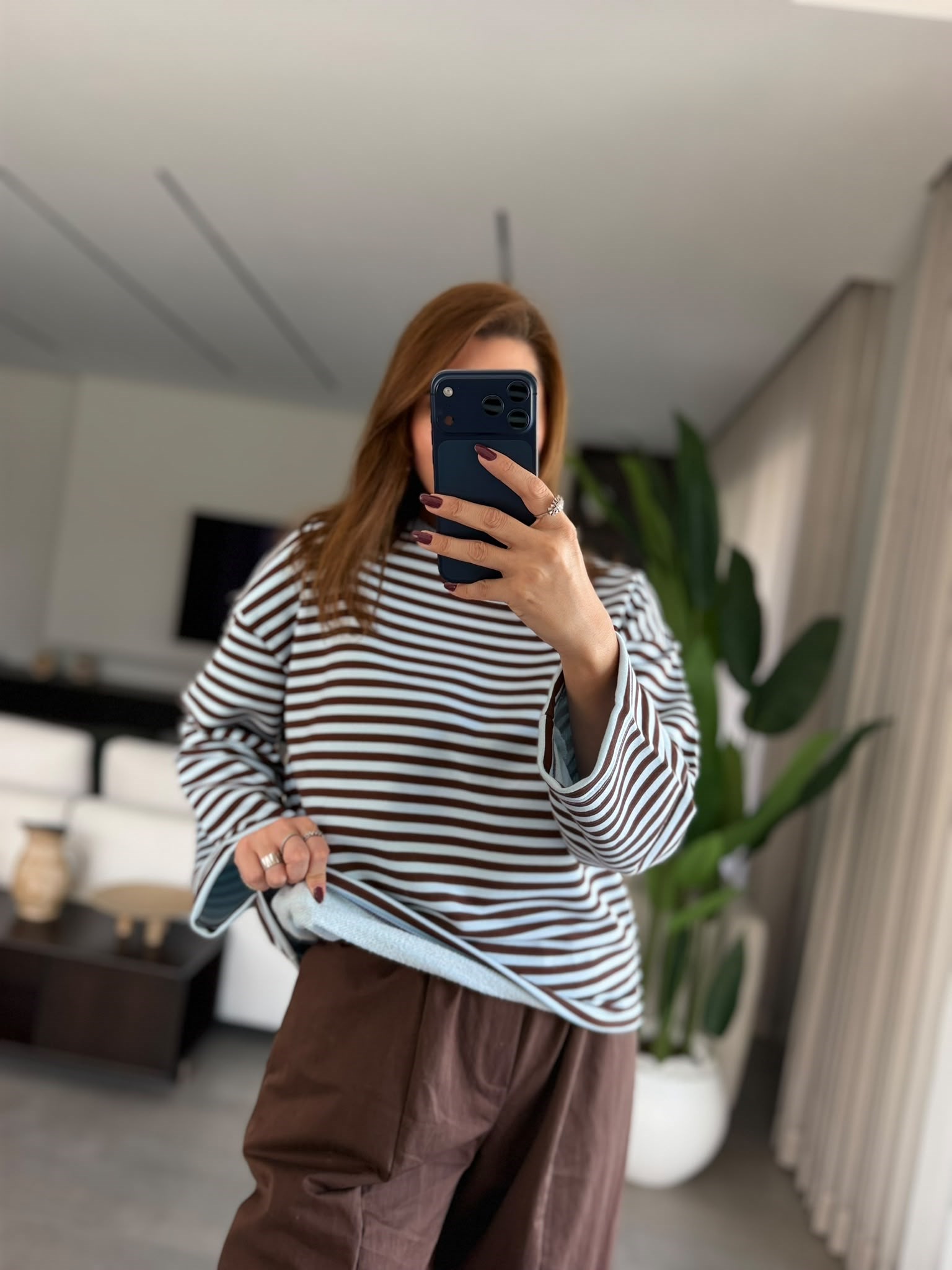 Mavi Liza Çizgili Sweatshırt