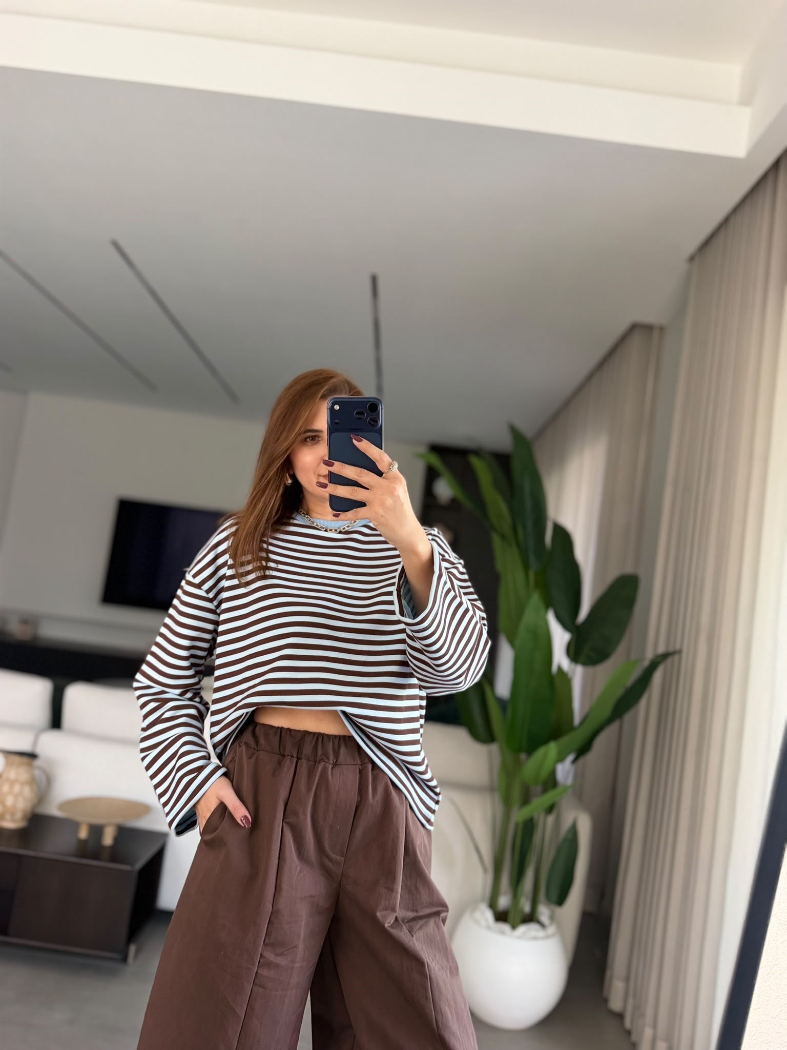 Mavi Liza Çizgili Sweatshırt