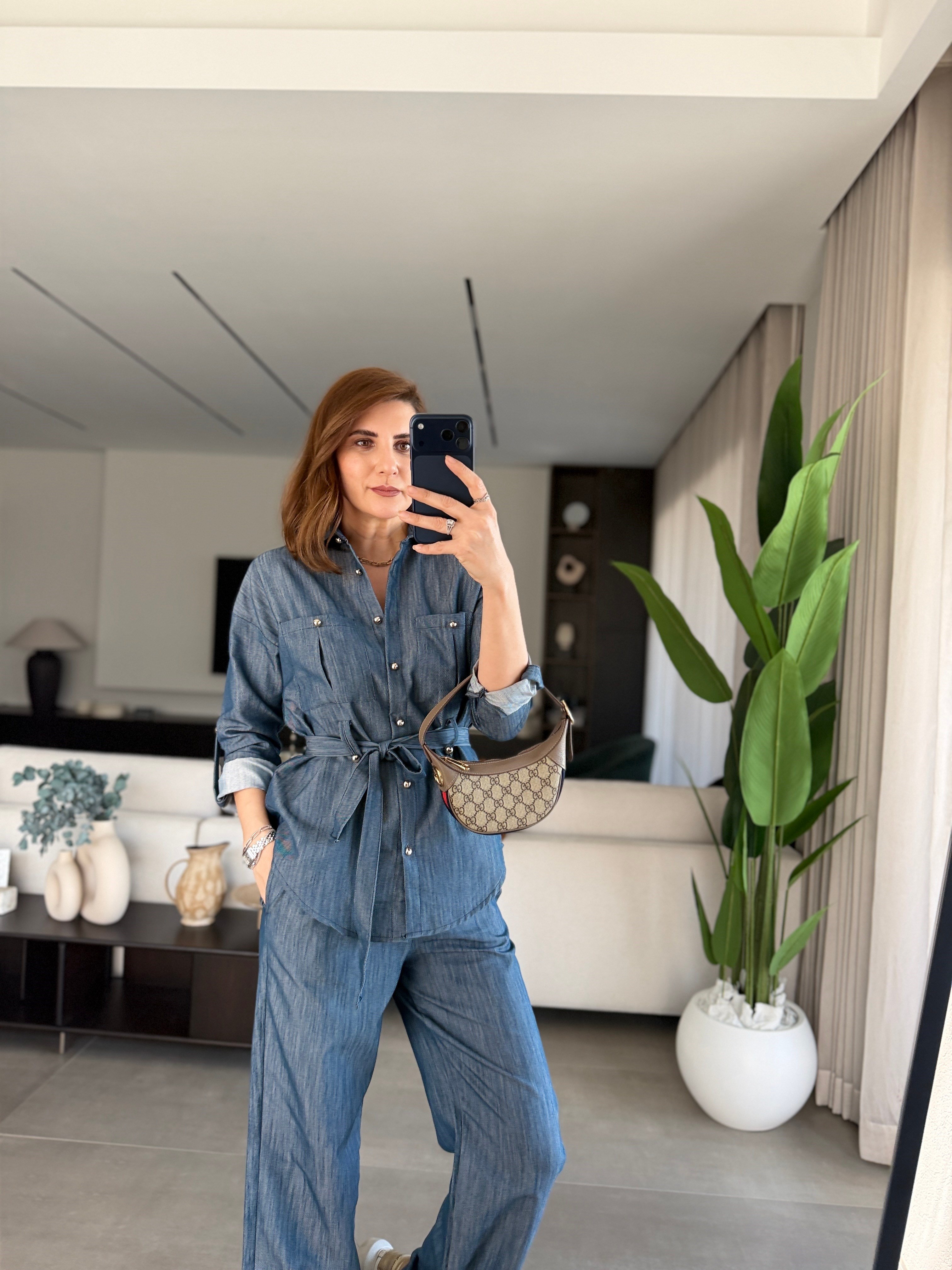 Mavi Premium Detay  Keten Takım