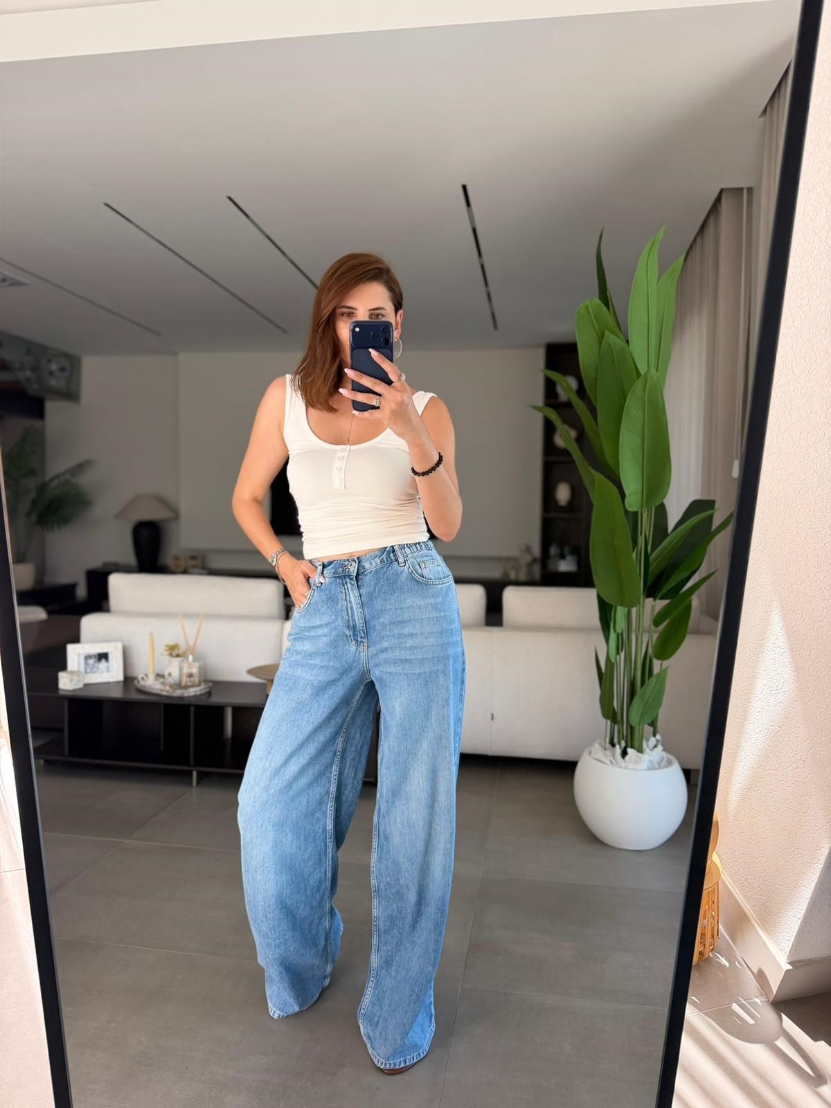 Mavi Tencel Bol Paça Jean Pantolon