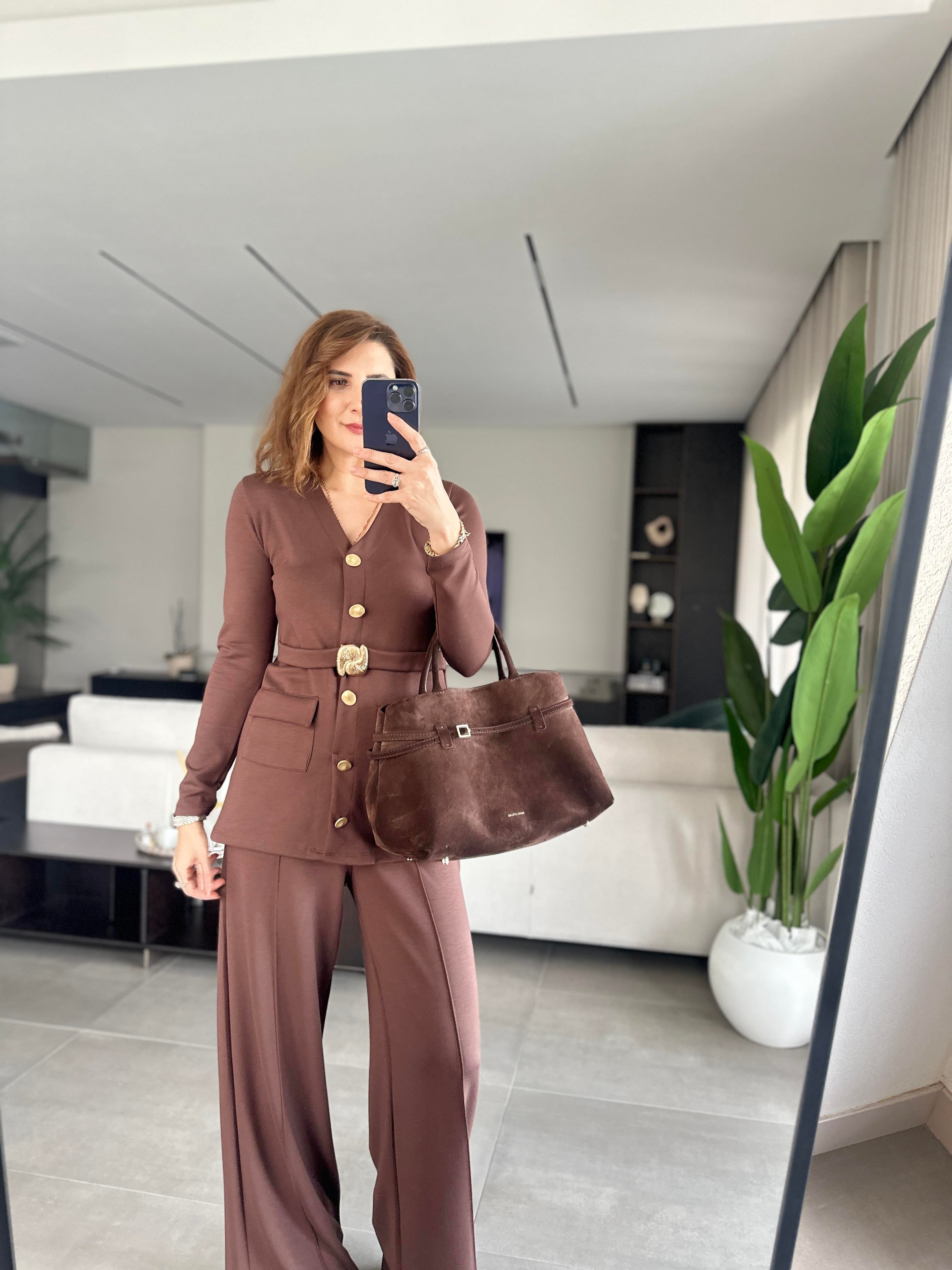 Modal Kemer Görünümlü Ceketli Takım