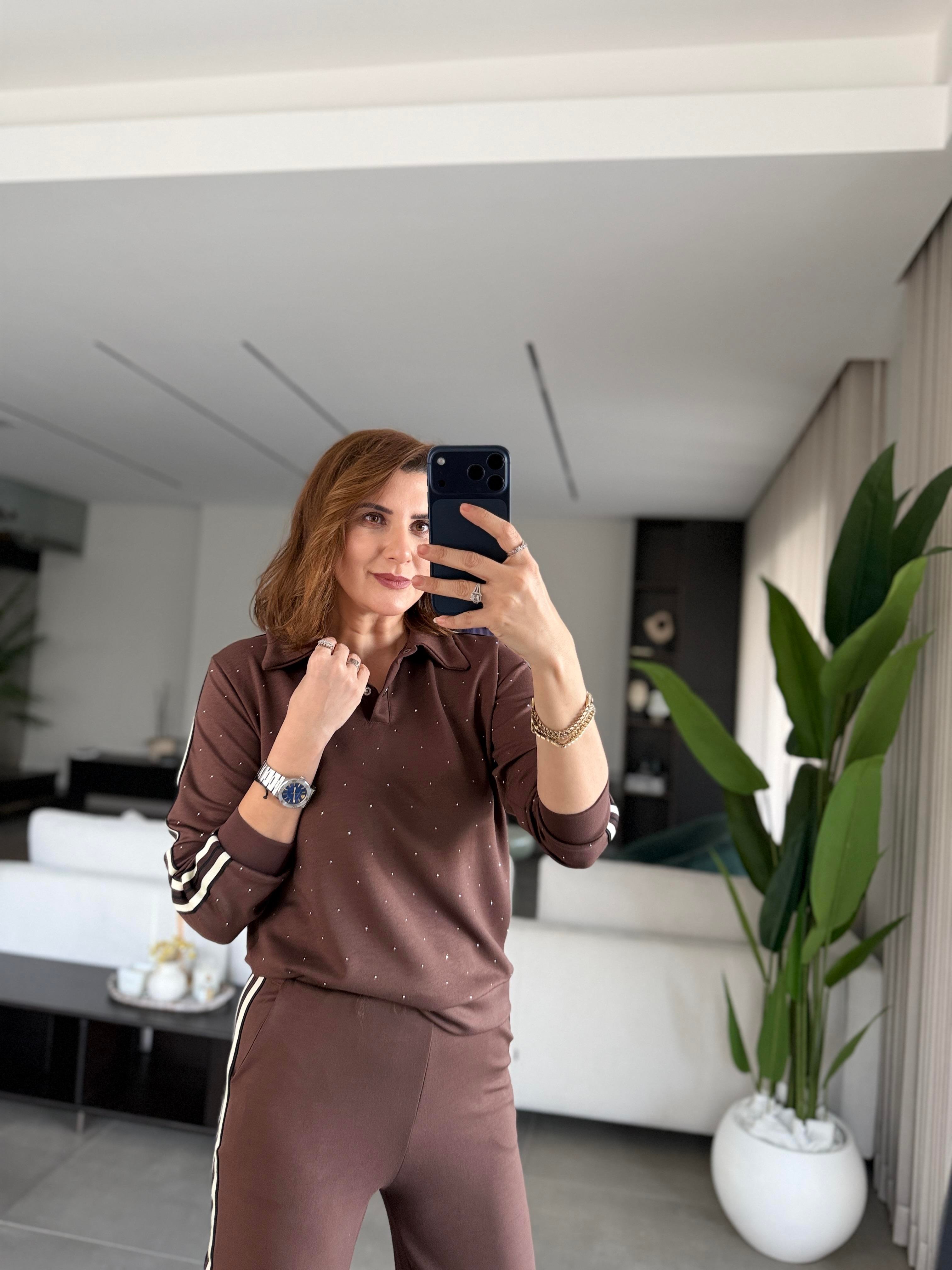 Modal Taşlı Yanları Şerit Takım