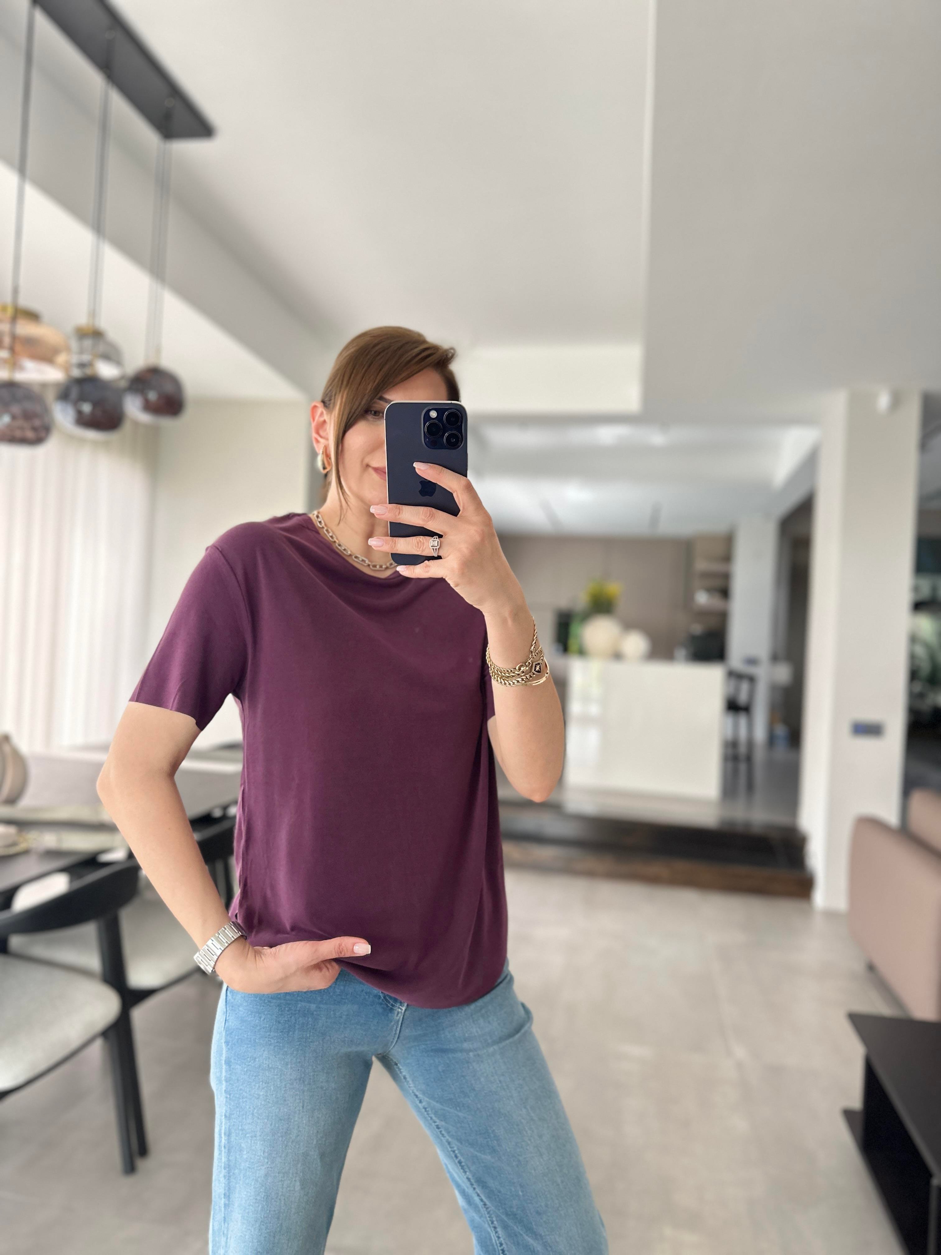 Mürdüm Lazer Kesim T-shirt