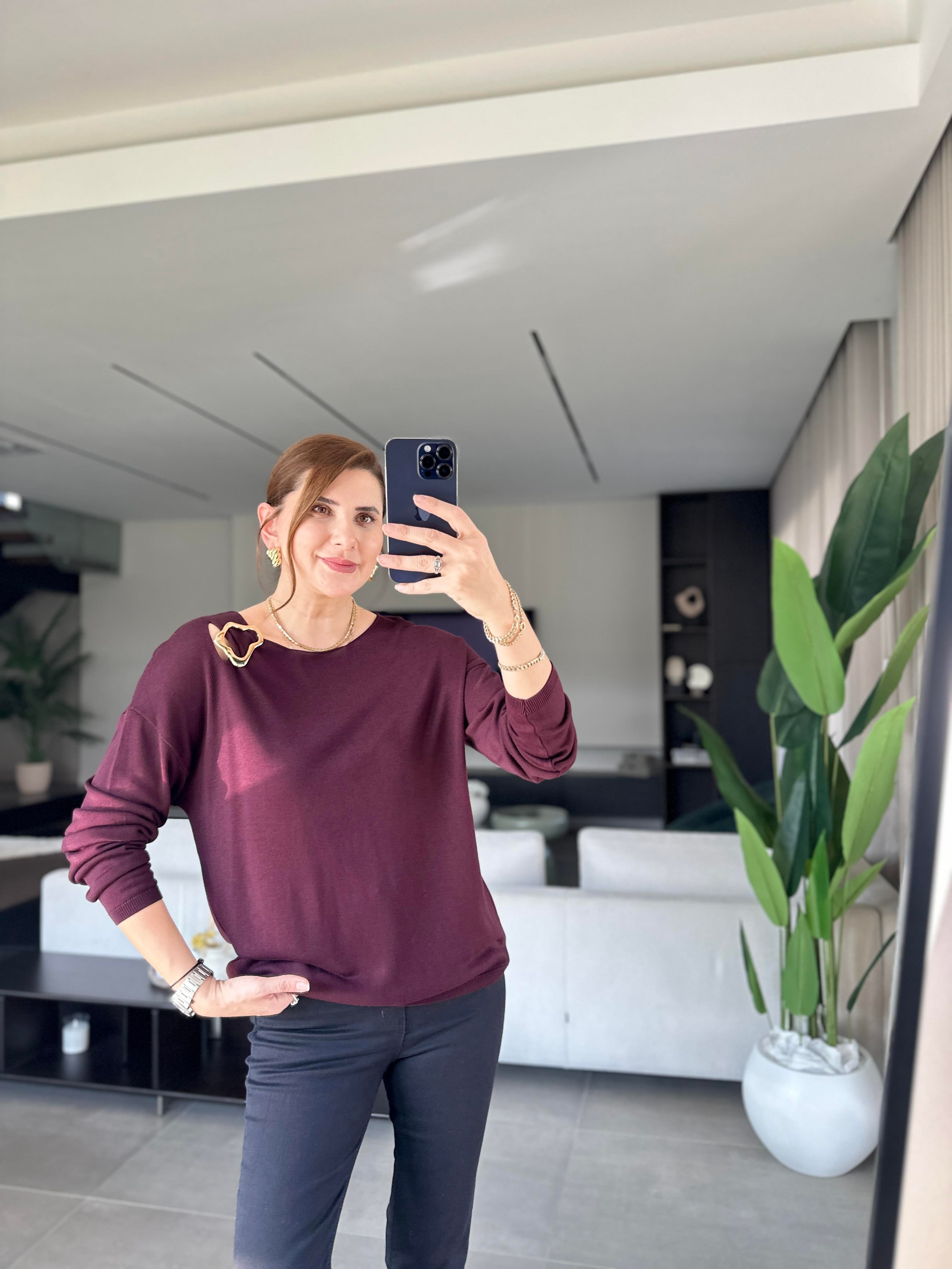Mürdüm Omuz Tokalı Salaş Bluz