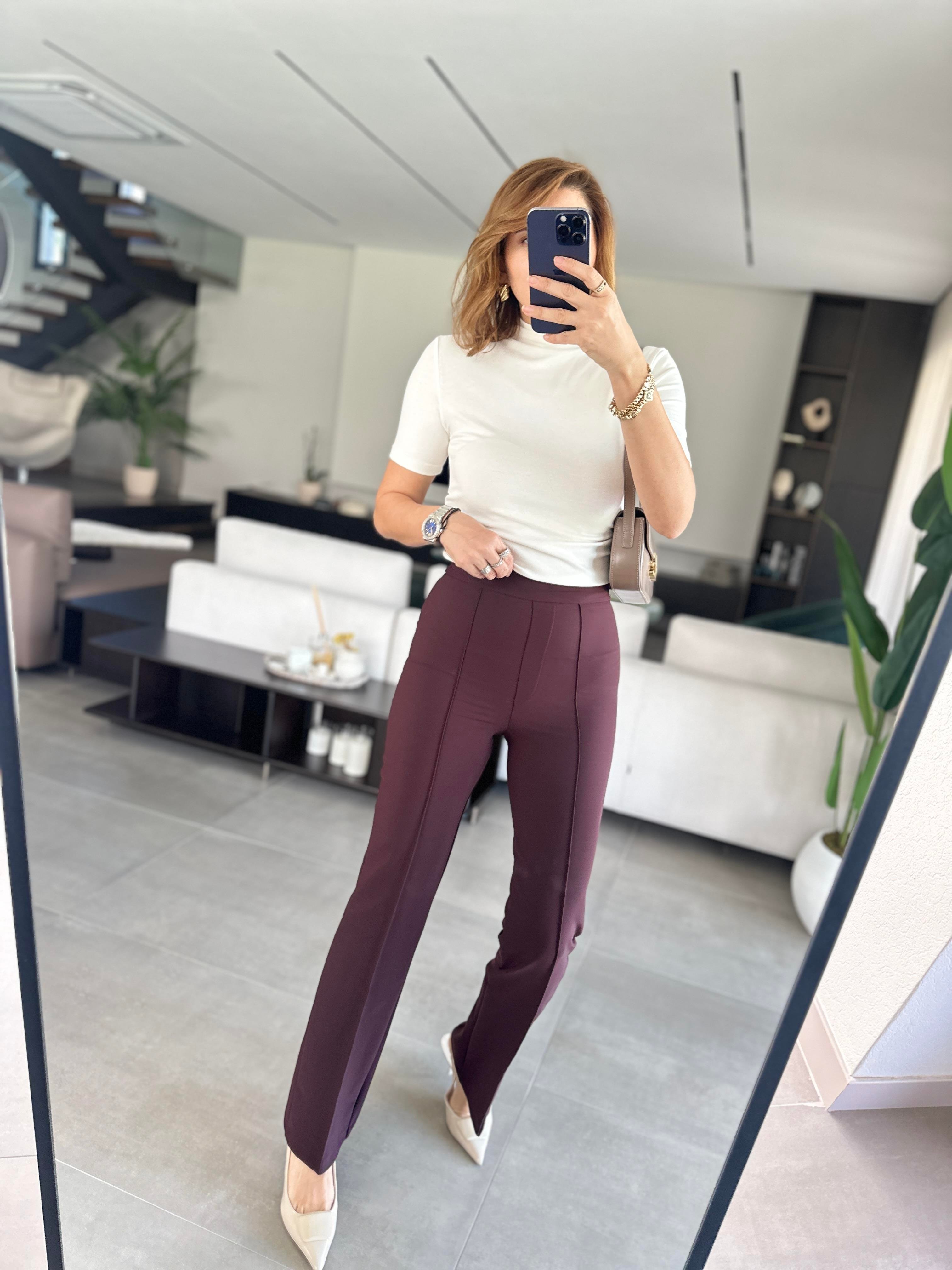Mürdüm Önü Dikişli Toparlayıcı Pantolon