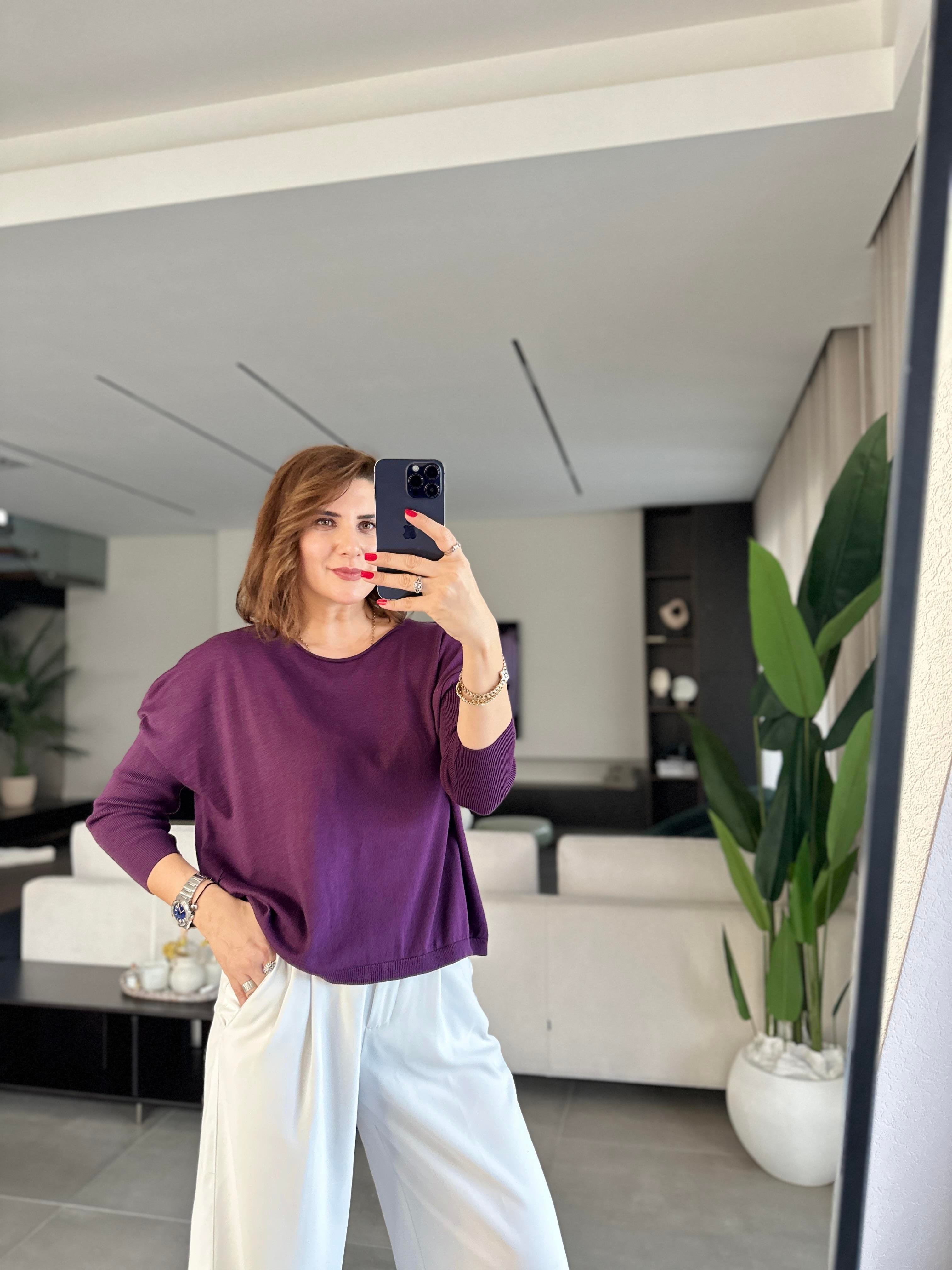 Mürdüm Rozal Kol Lastik Detaylı Bluz