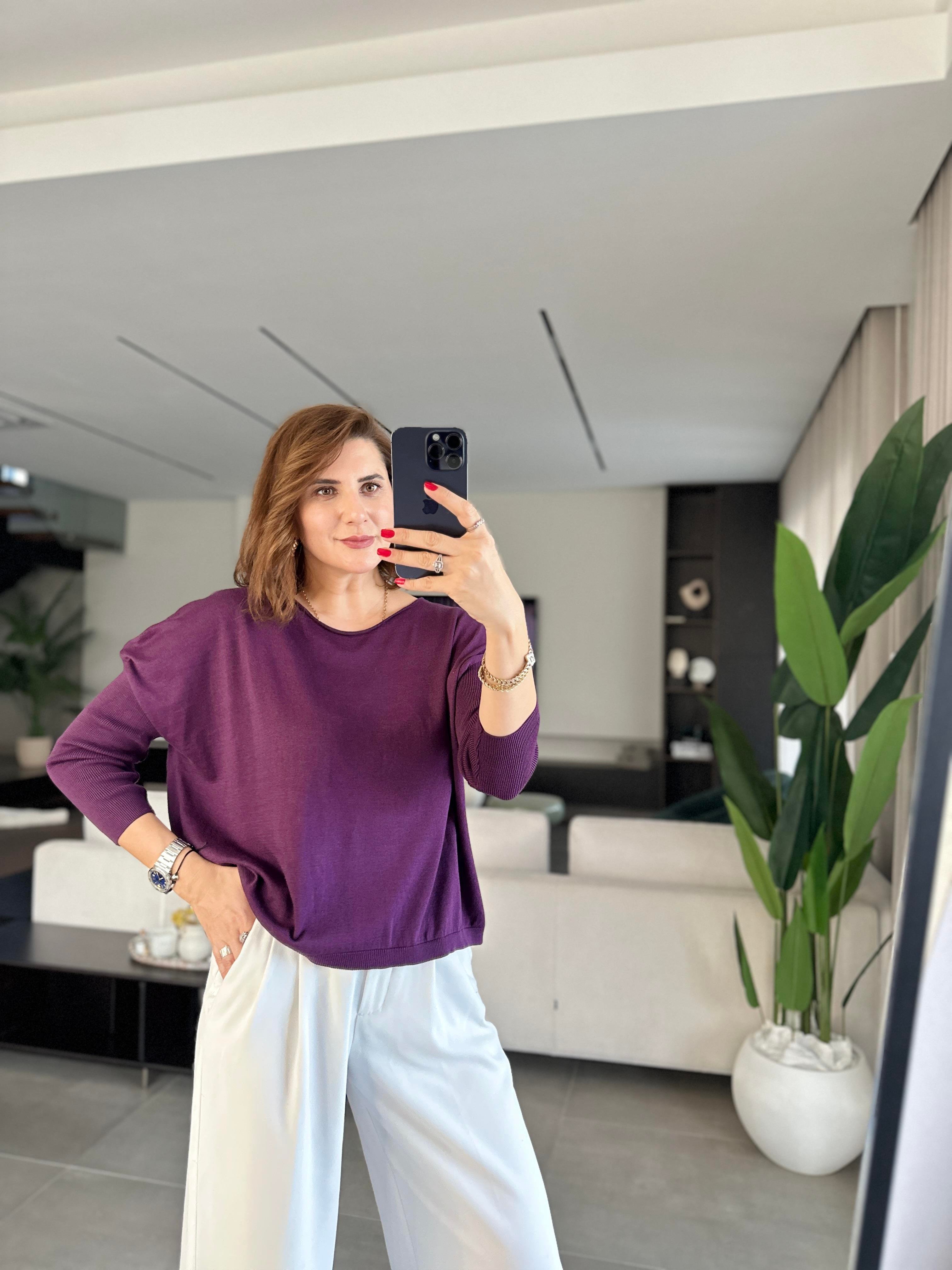 Mürdüm Rozal Kol Lastik Detaylı Bluz