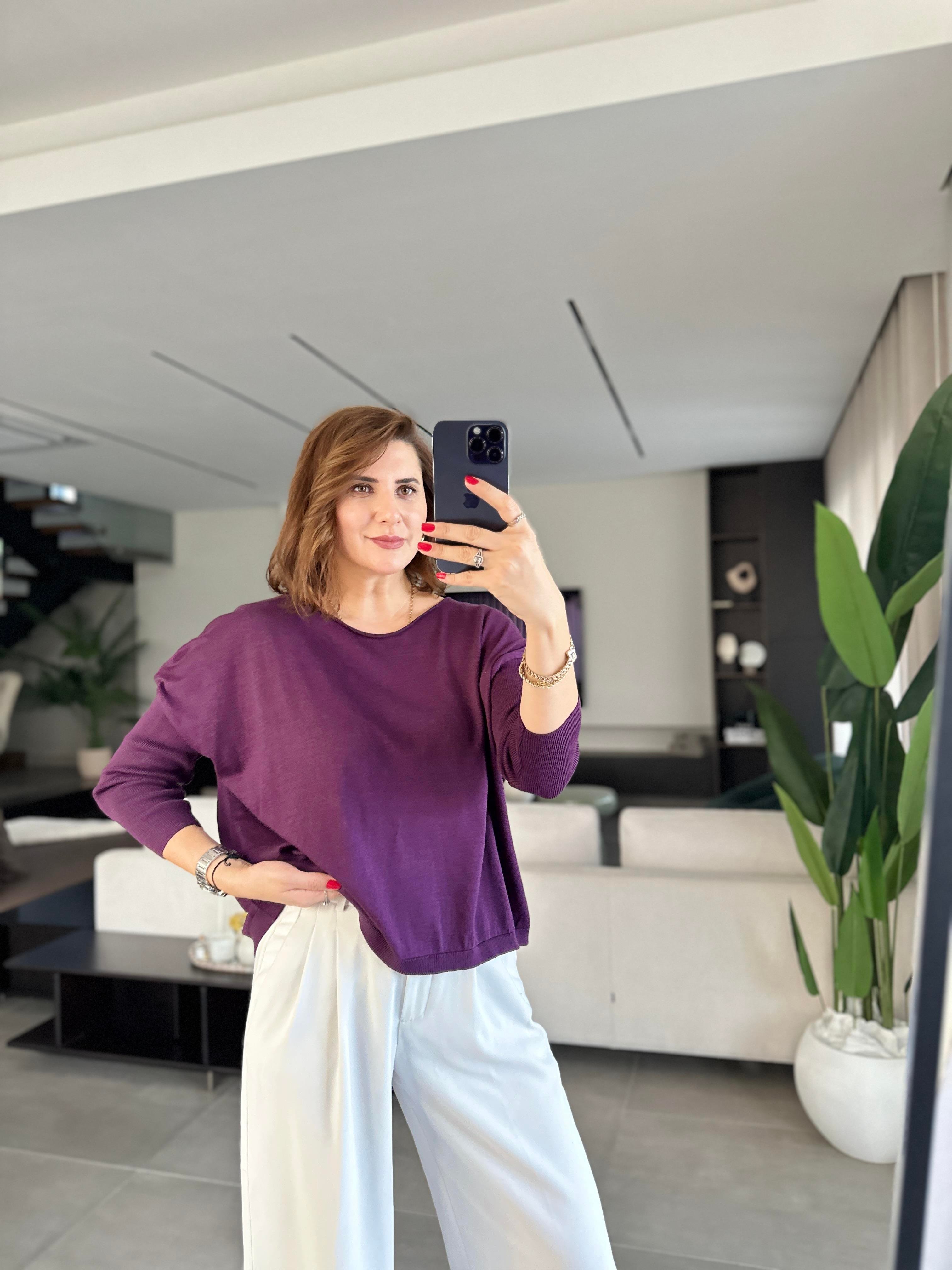 Mürdüm Rozal Kol Lastik Detaylı Bluz