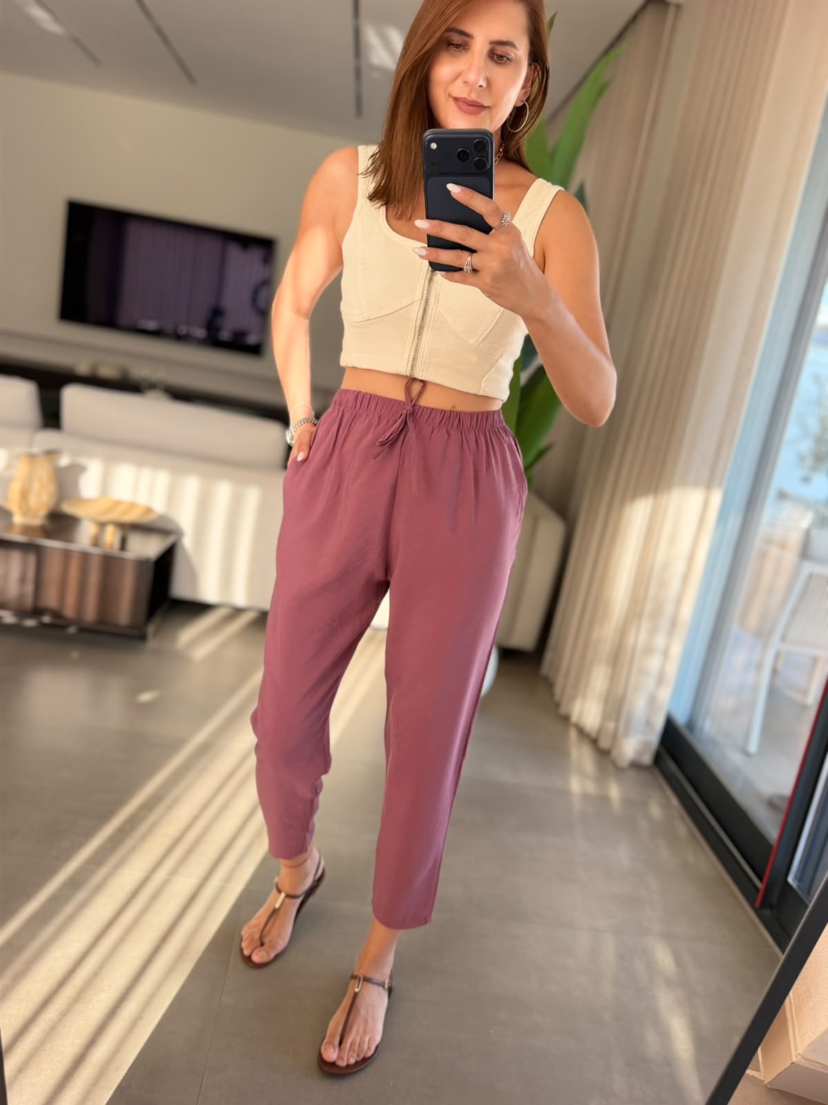 Mürdüm Tencel Şalvar Pantolon