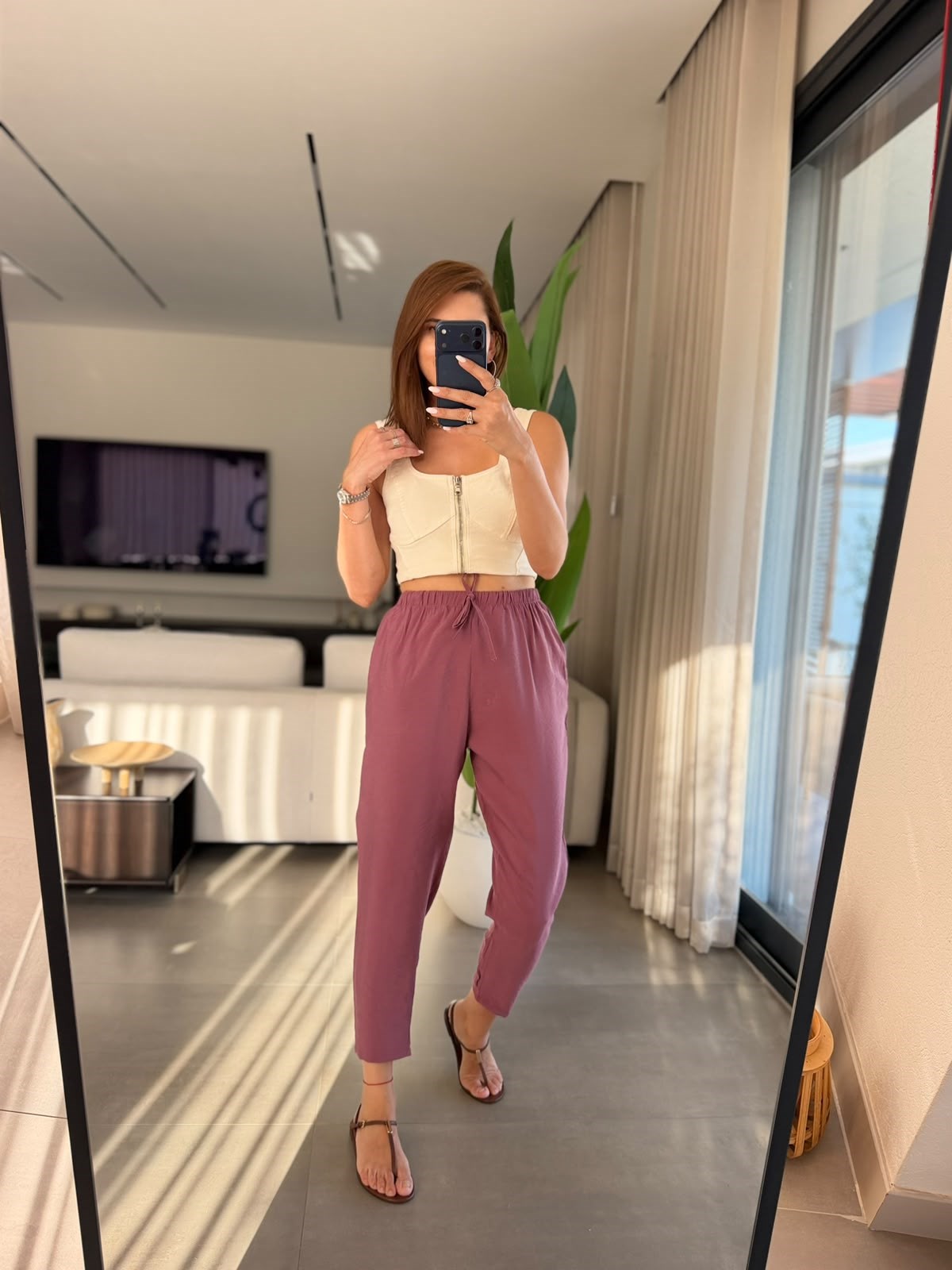 Mürdüm Tencel Şalvar Pantolon