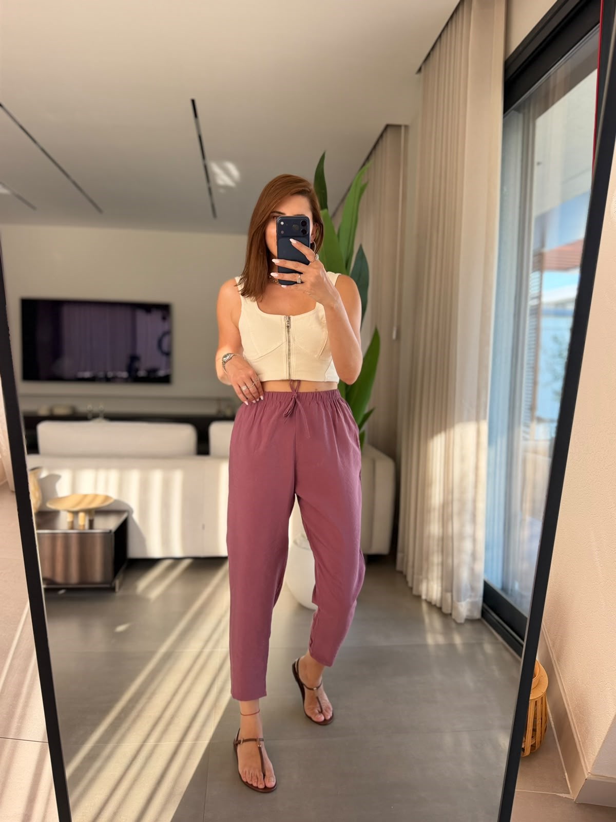 Mürdüm Tencel Şalvar Pantolon