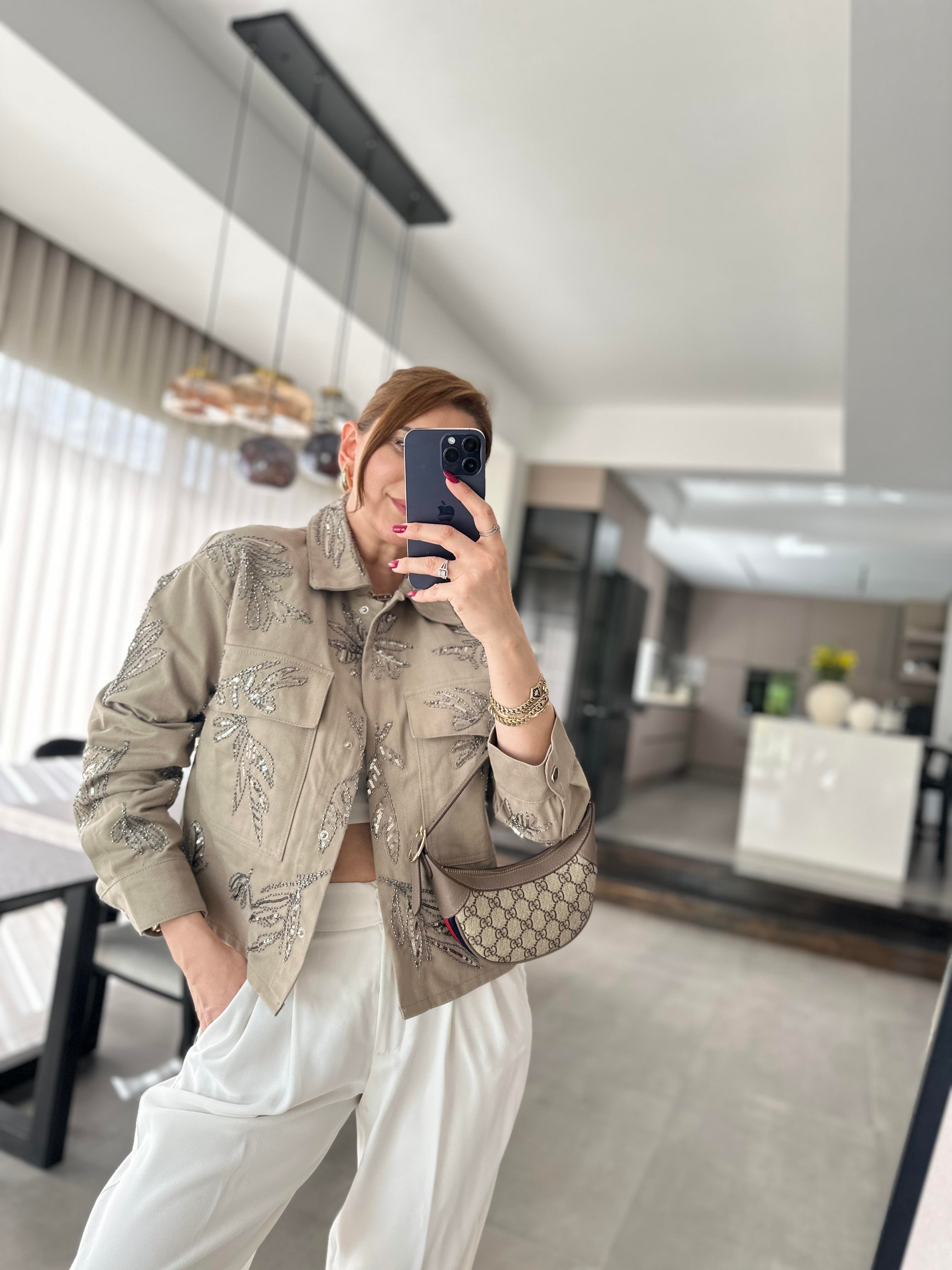 Nakışlı Gabardin Ceket