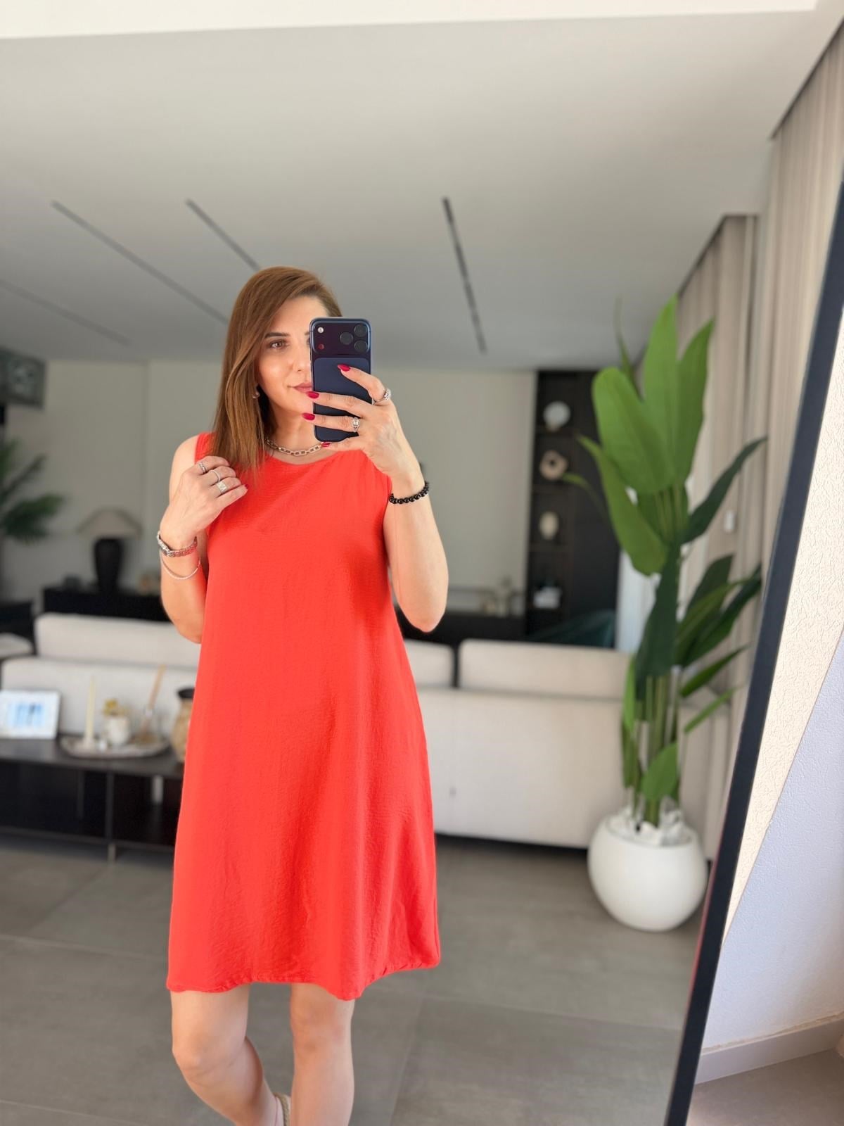 Nar Çiçeği  Ayrobin Kolsuz Elbise