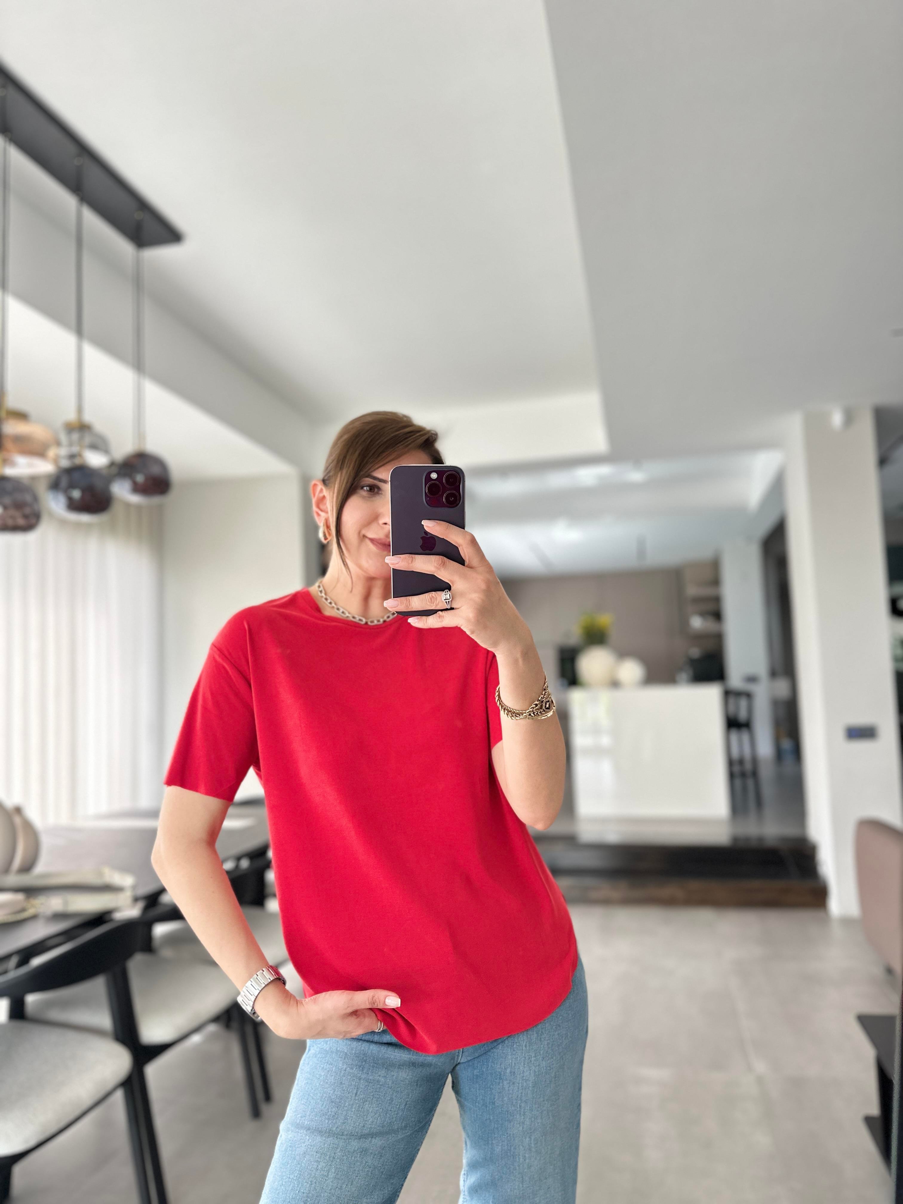 Nar Çiçeği Lazer Kesim T-shirt