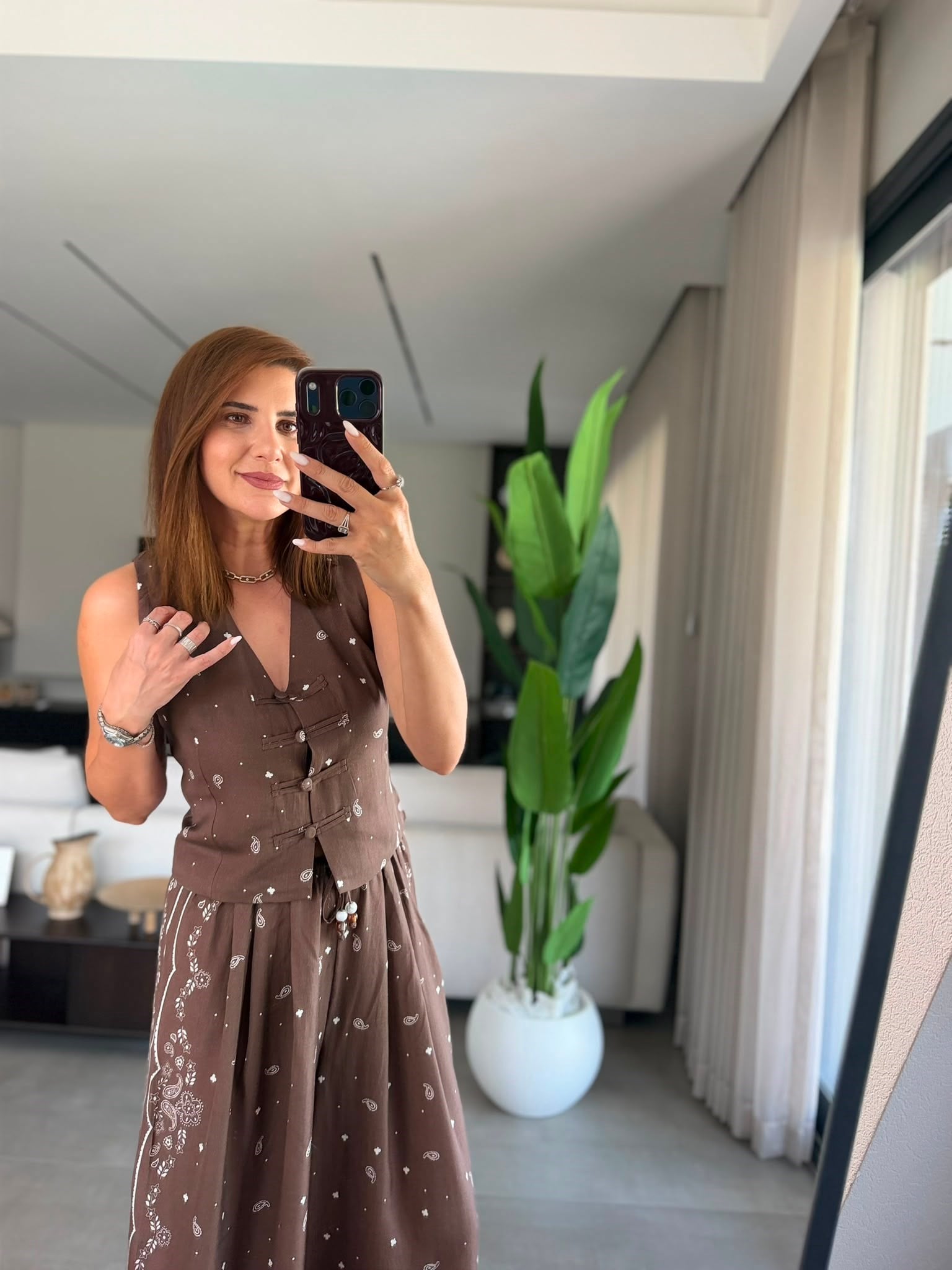 Nora Desenli Yelek Takım