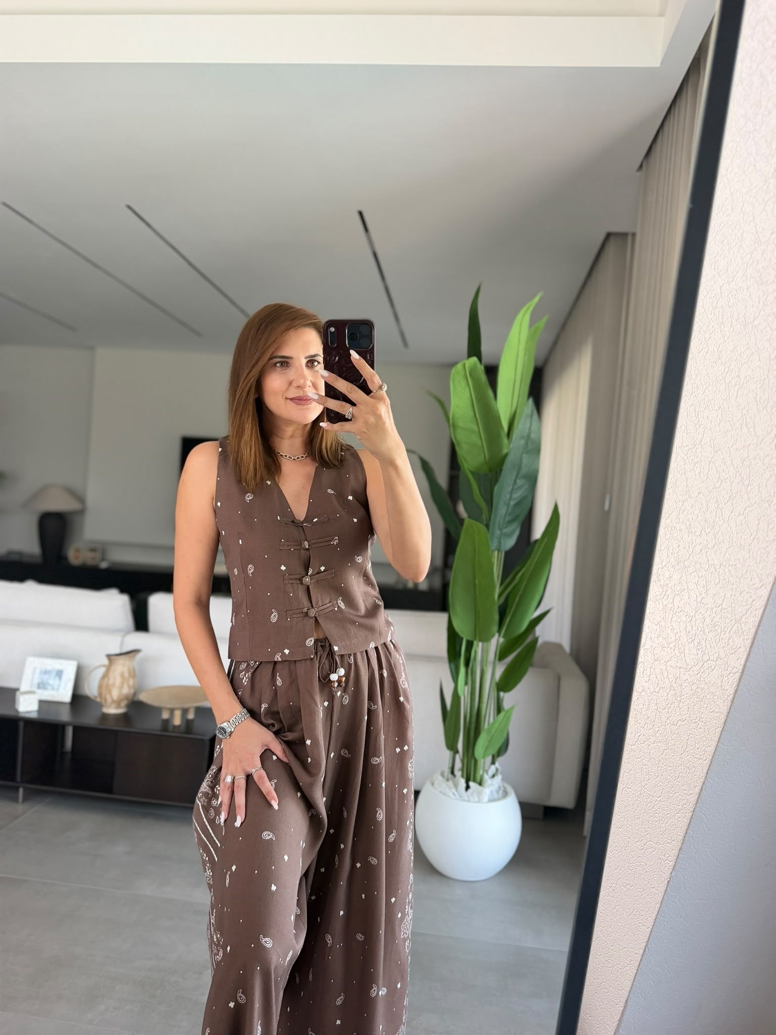 Nora Desenli Yelek Takım
