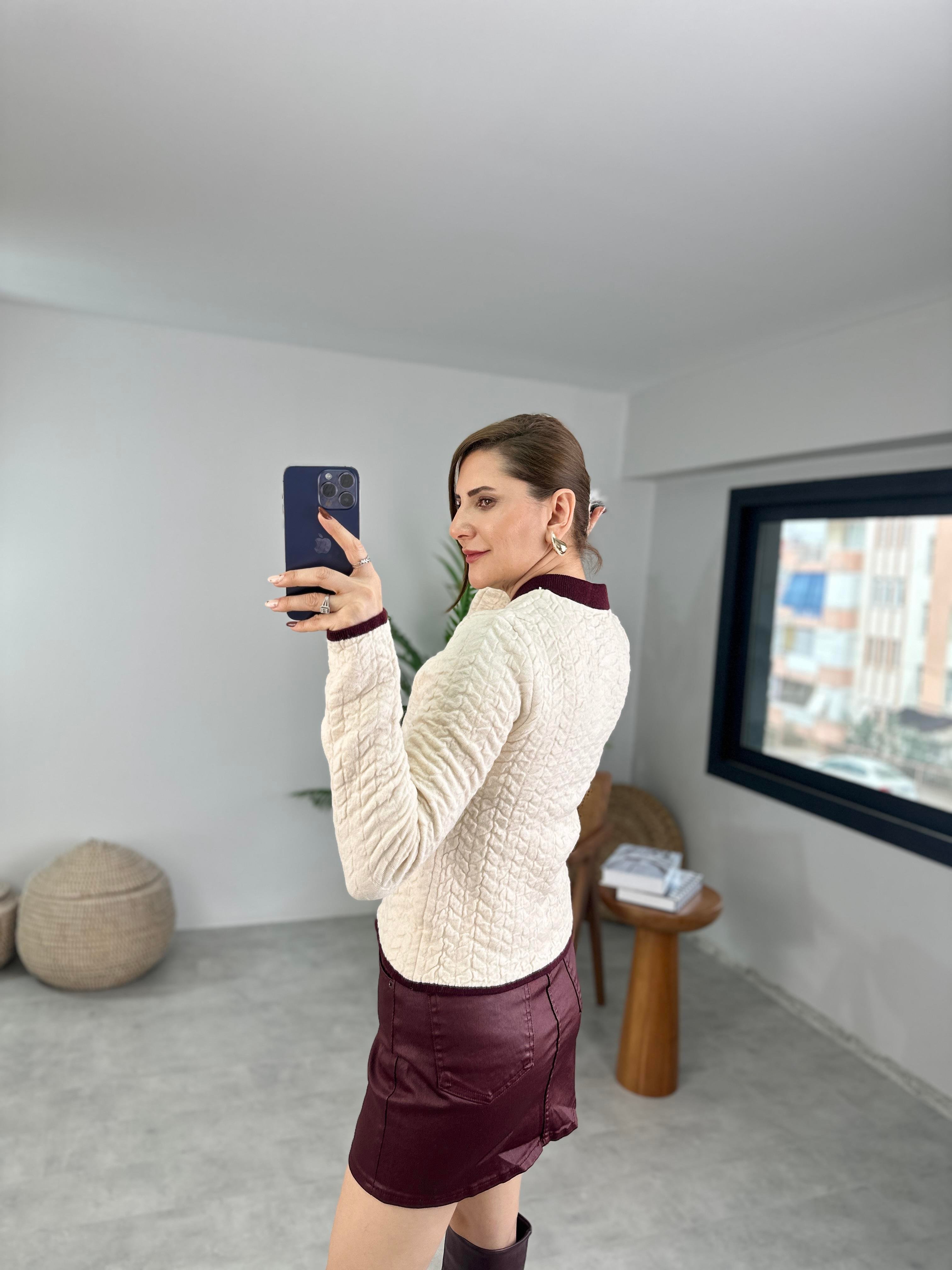 Önü Dikişli ZR Model Deri Etek
