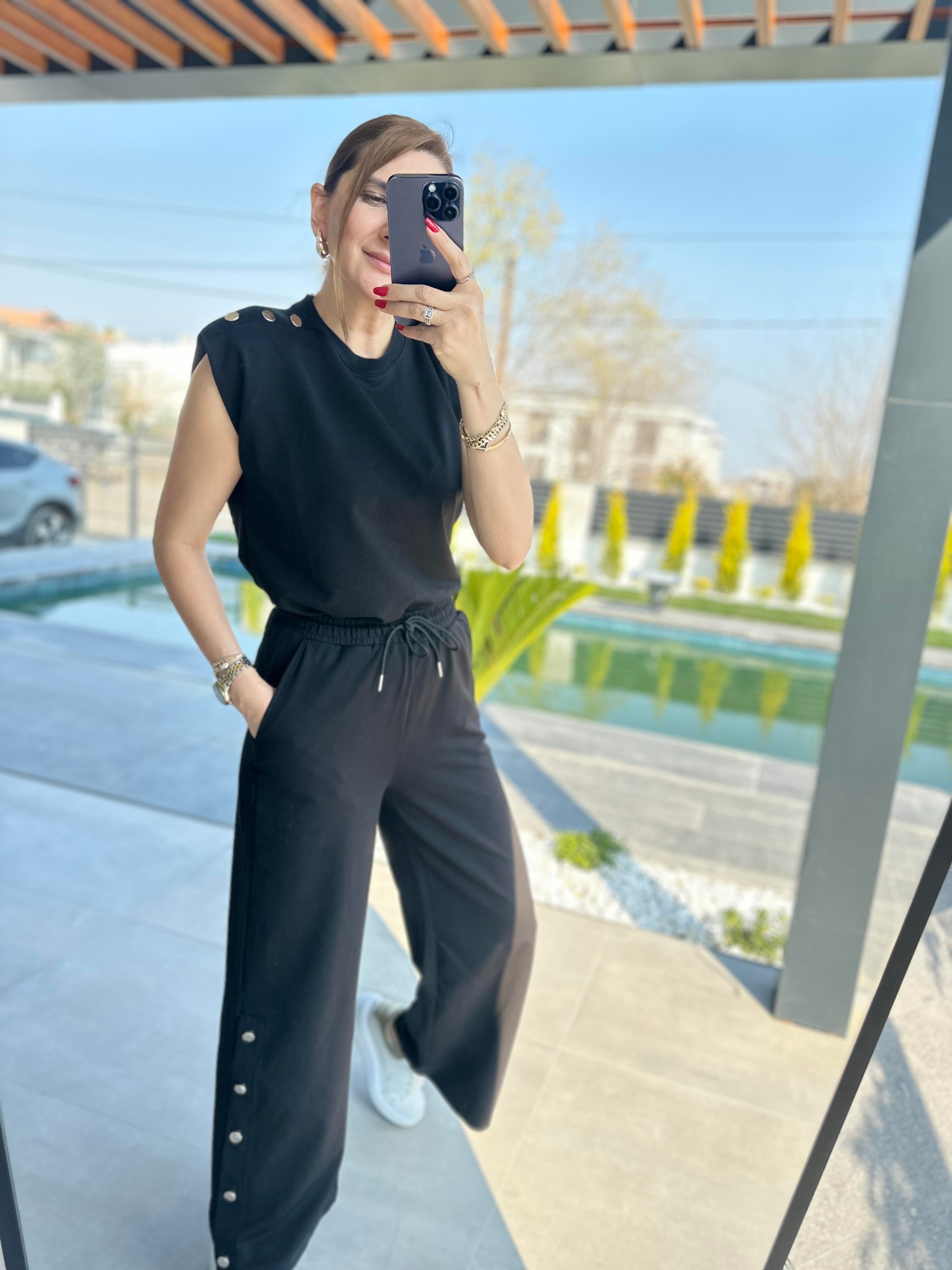 Paça Düğmeli Pantolon Takım