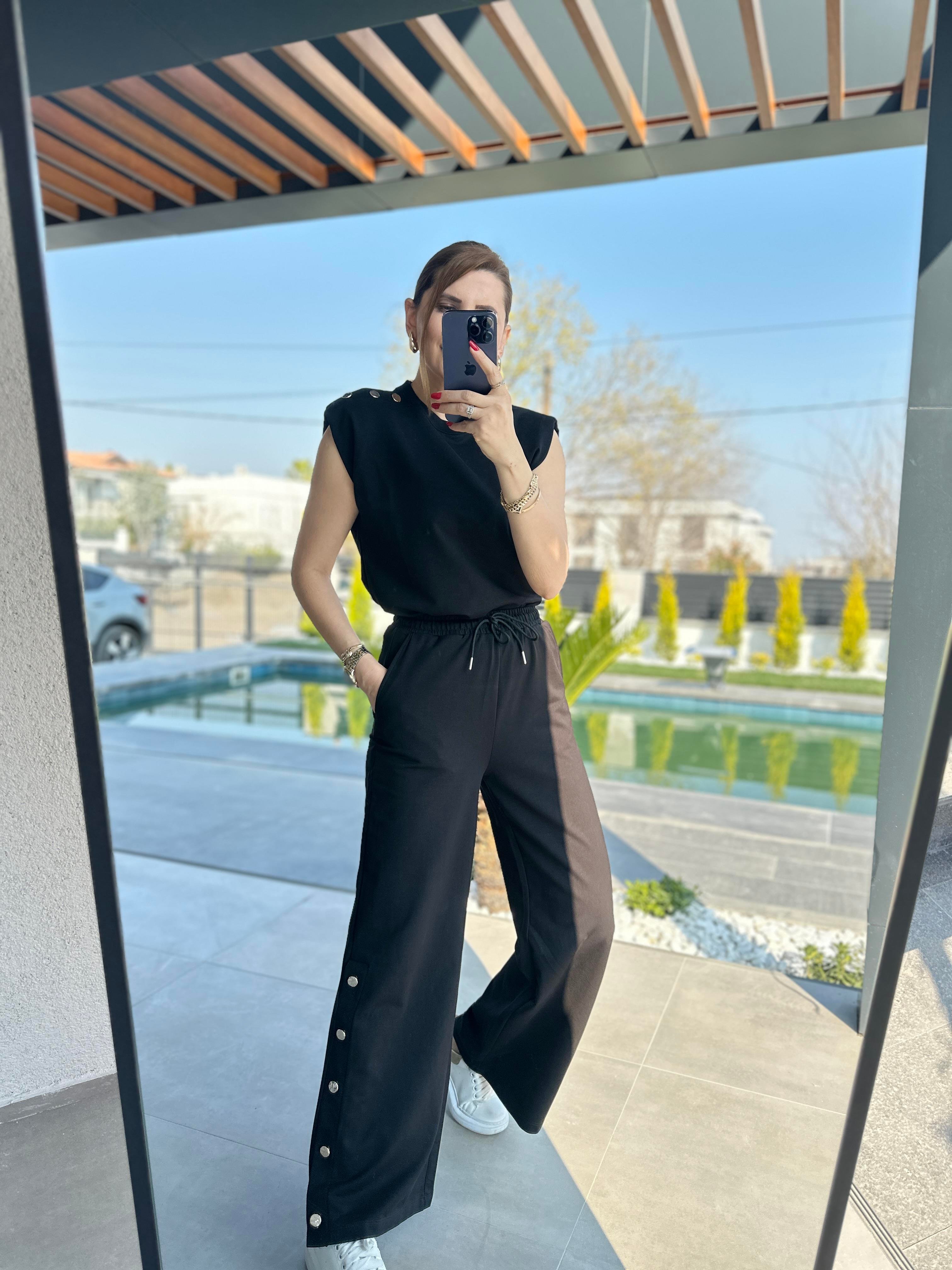 Paça Düğmeli Pantolon Takım