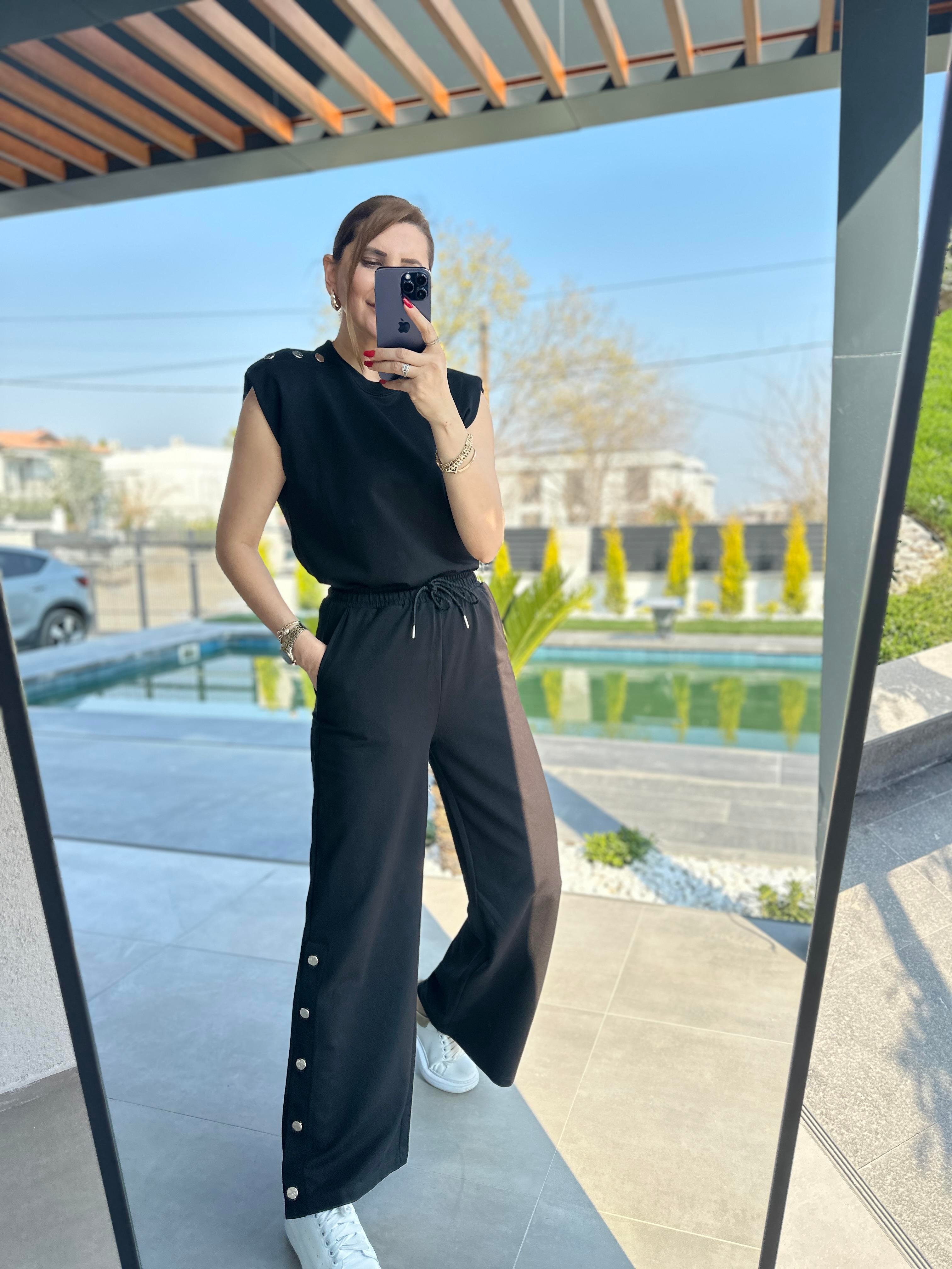 Paça Düğmeli Pantolon Takım