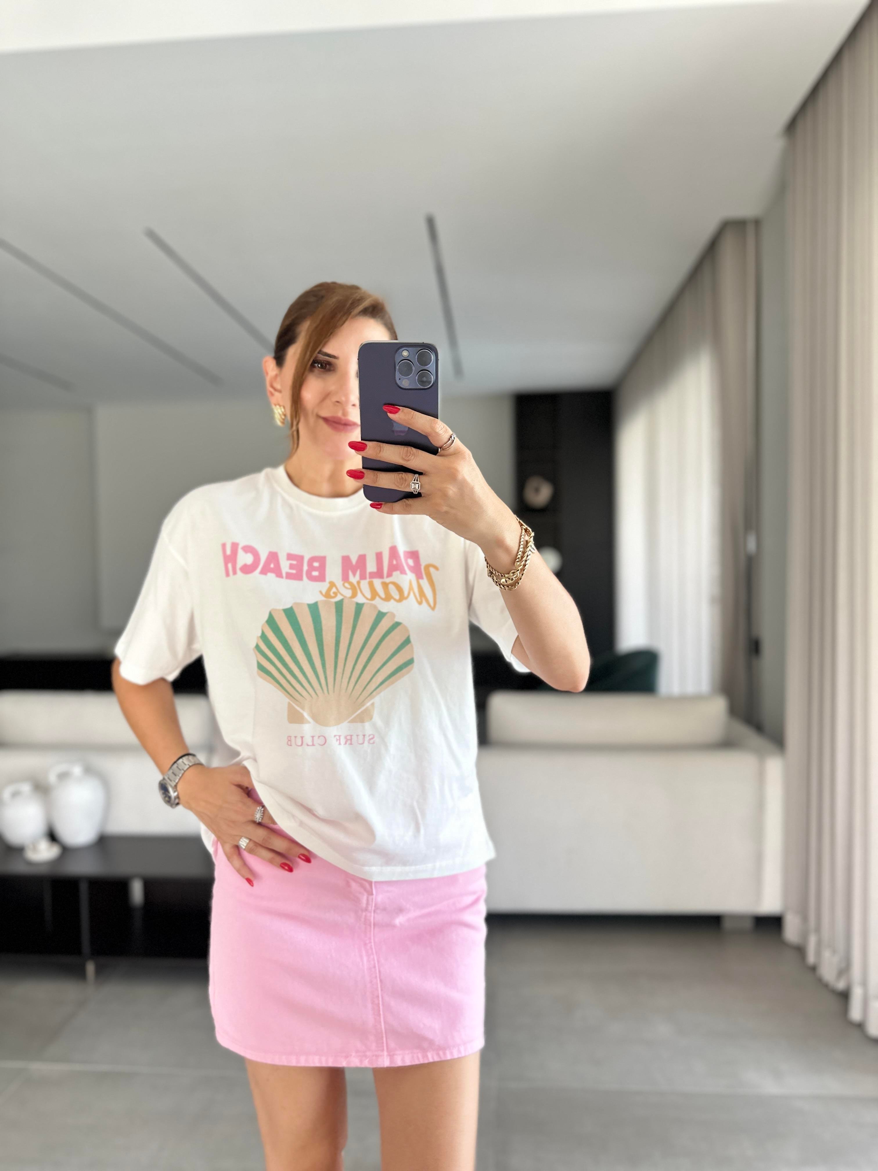 Palm Beach Baskılı T-shirt