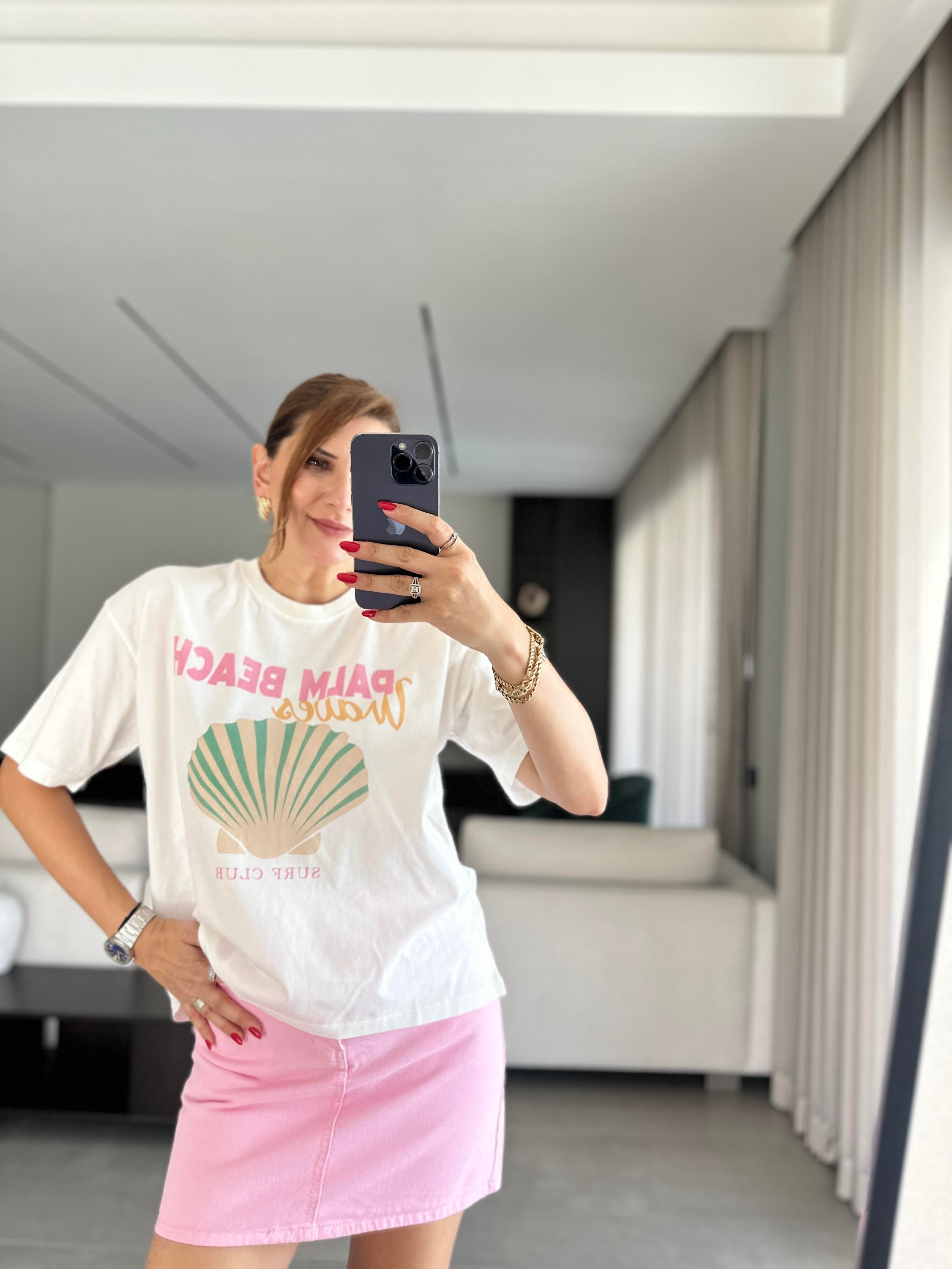 Palm Beach Baskılı T-shirt