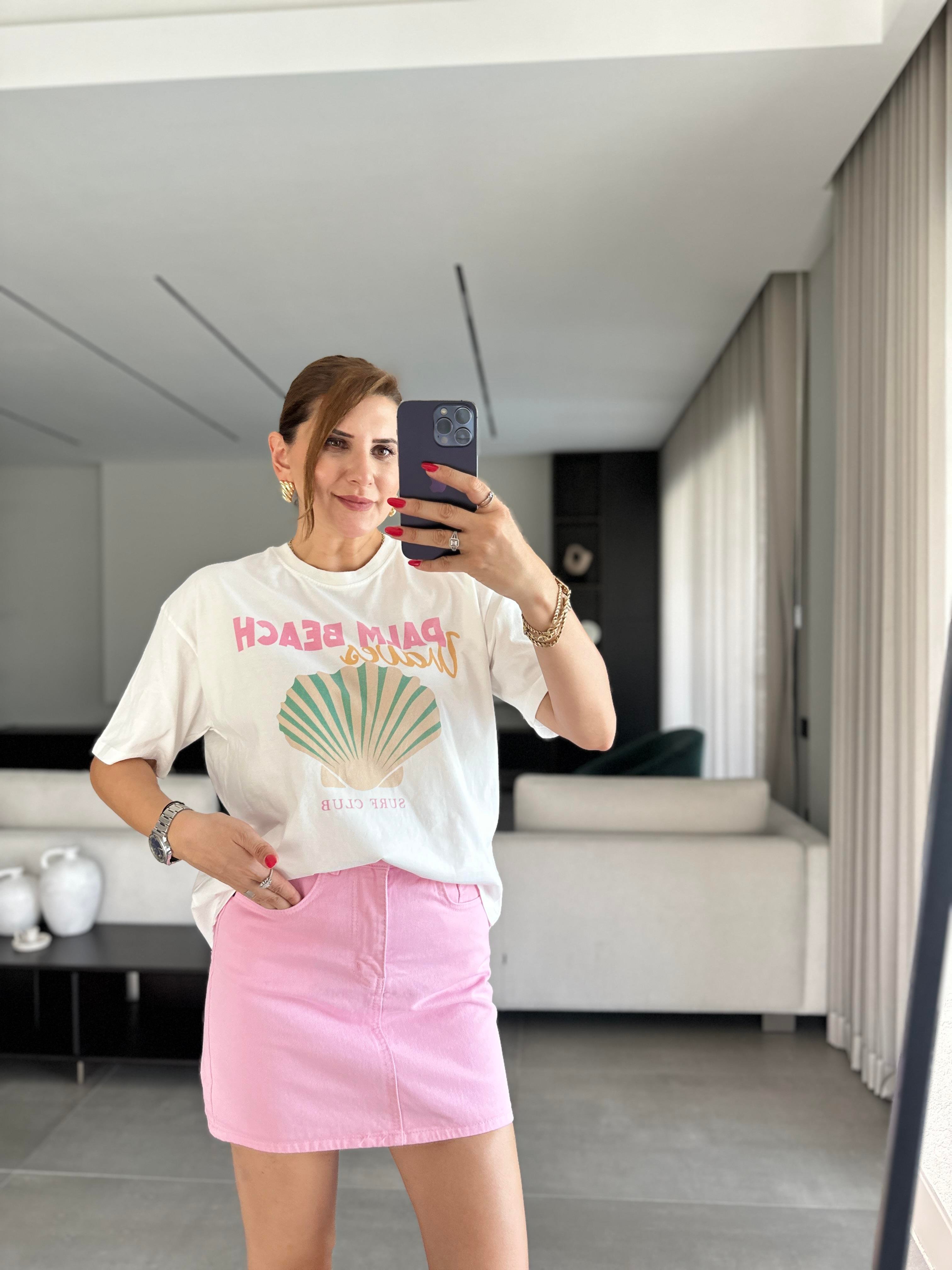 Palm Beach Baskılı T-shirt