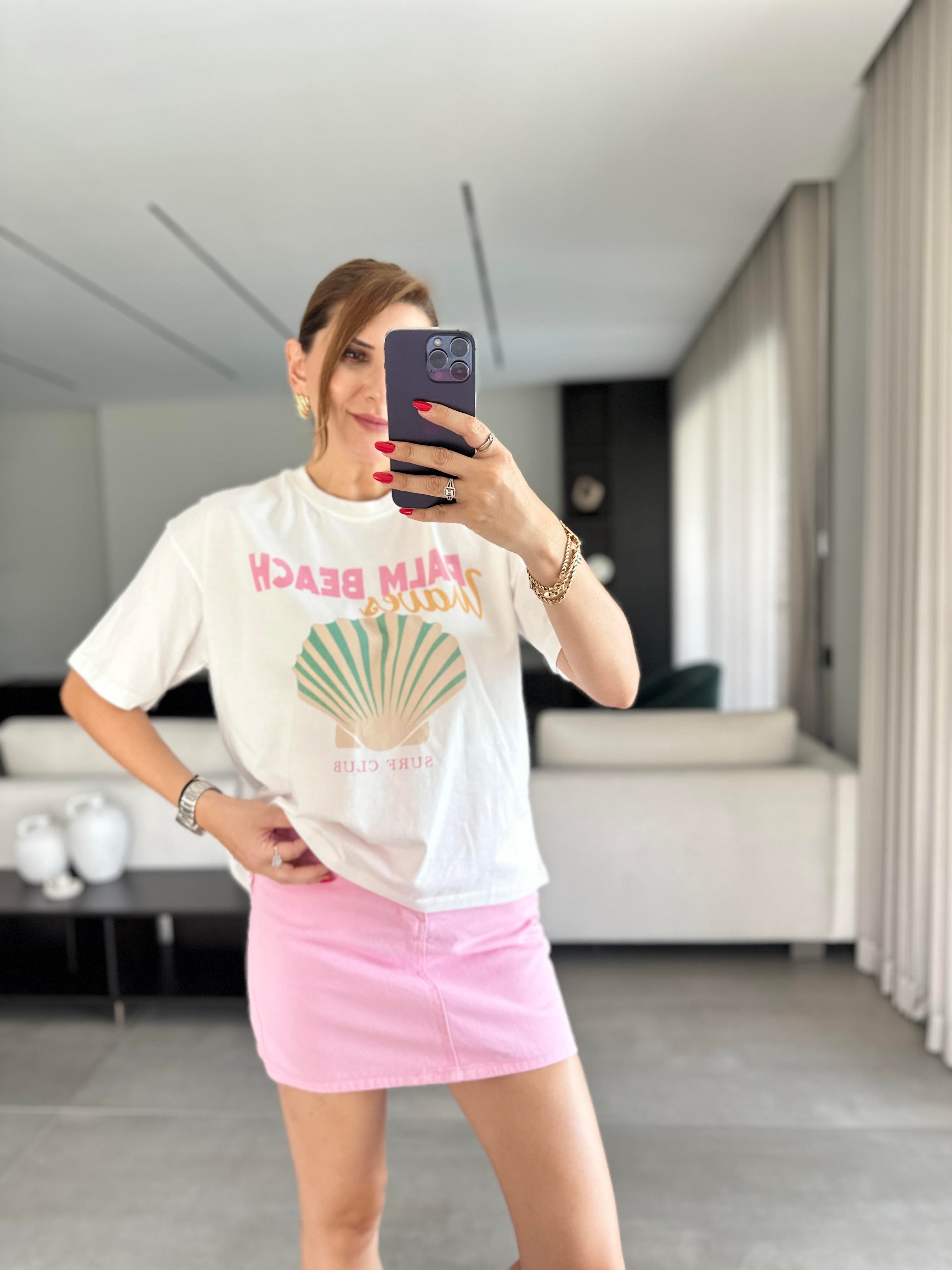 Palm Beach Baskılı T-shirt