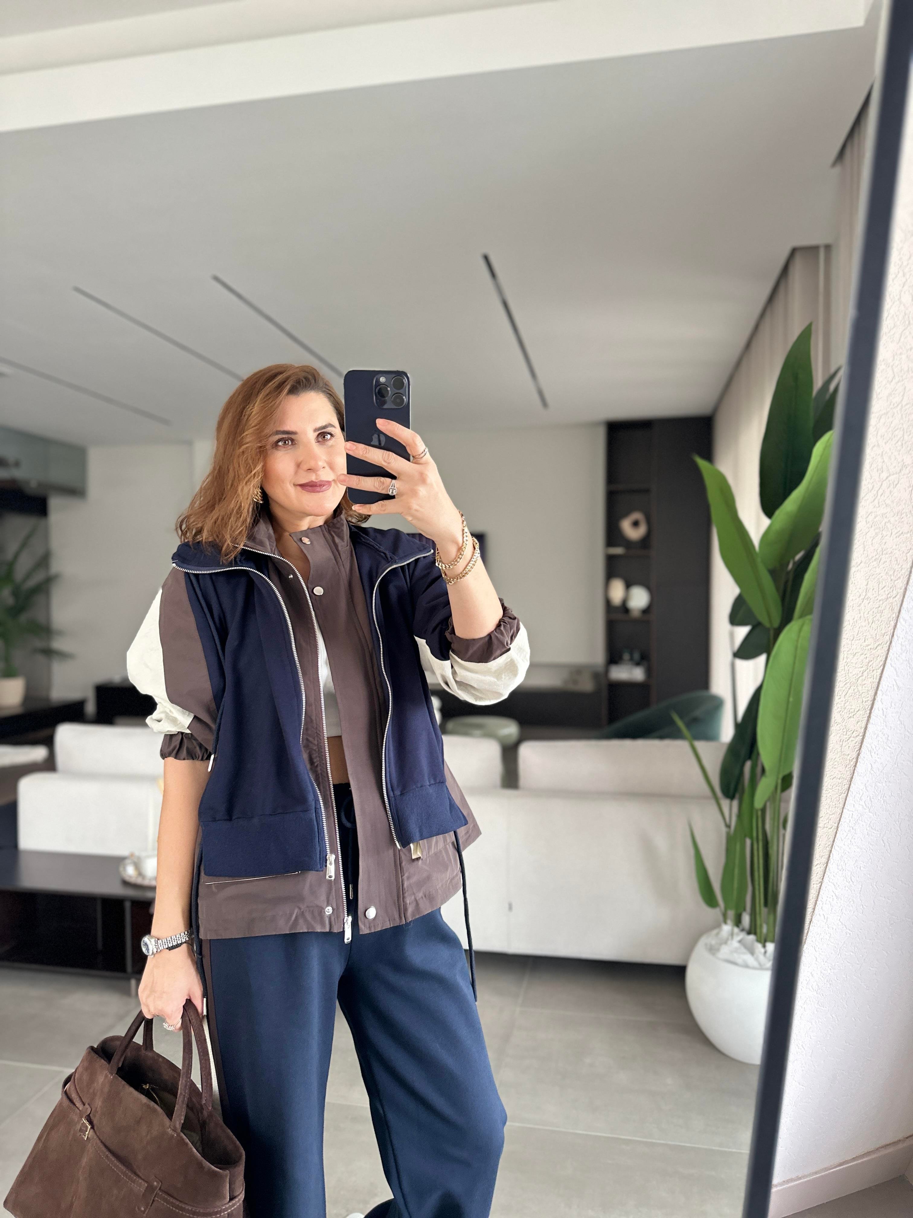Paraşüt Detaylı Çift Fermuarlı Takım